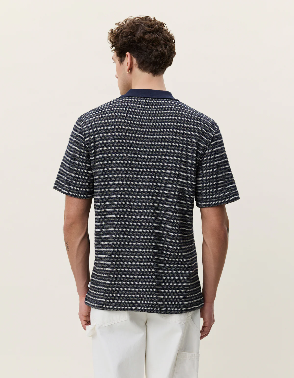 Les Deux Knitted Stripe Polo - Dark Blue Night - Image 2