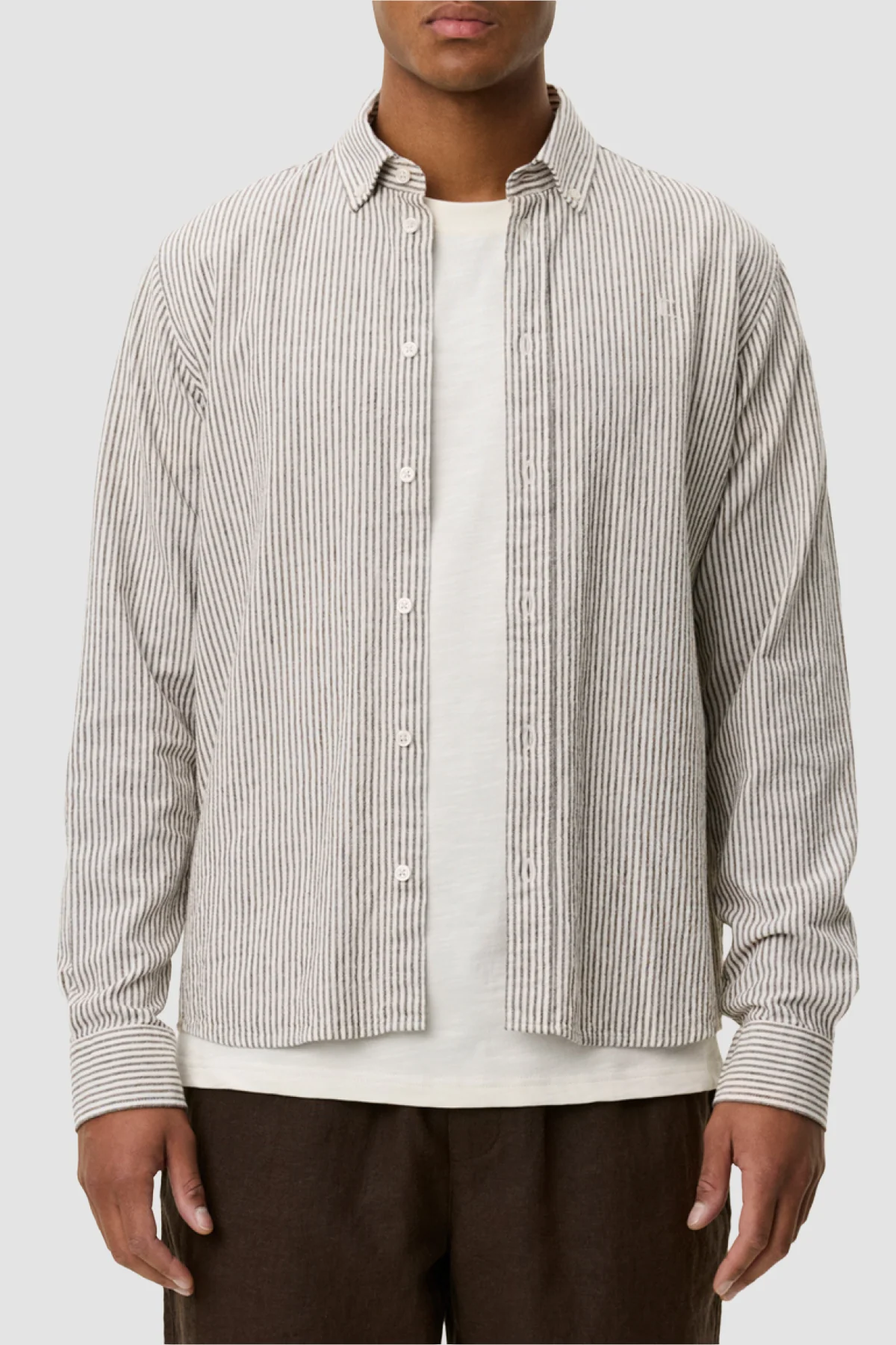 Les Deux Konrad Stripe Shirt - Brown