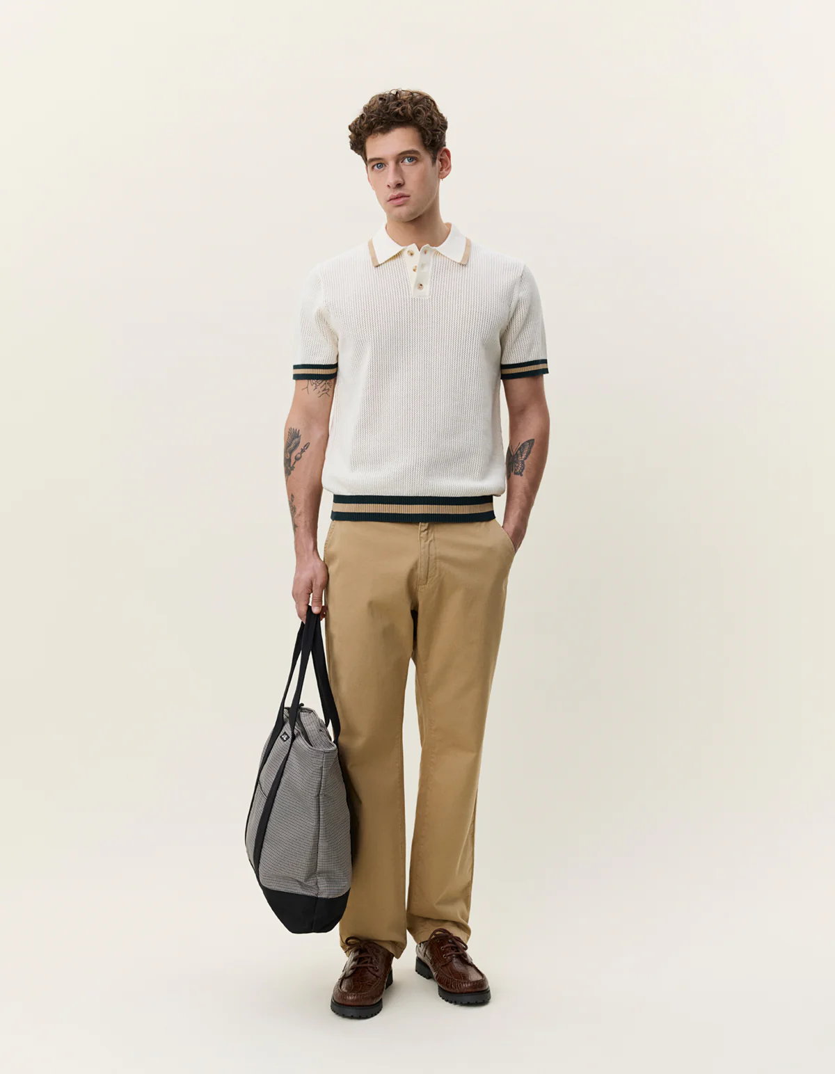 Les Deux Lace Knitted Polo - Eggshell White - Image 3