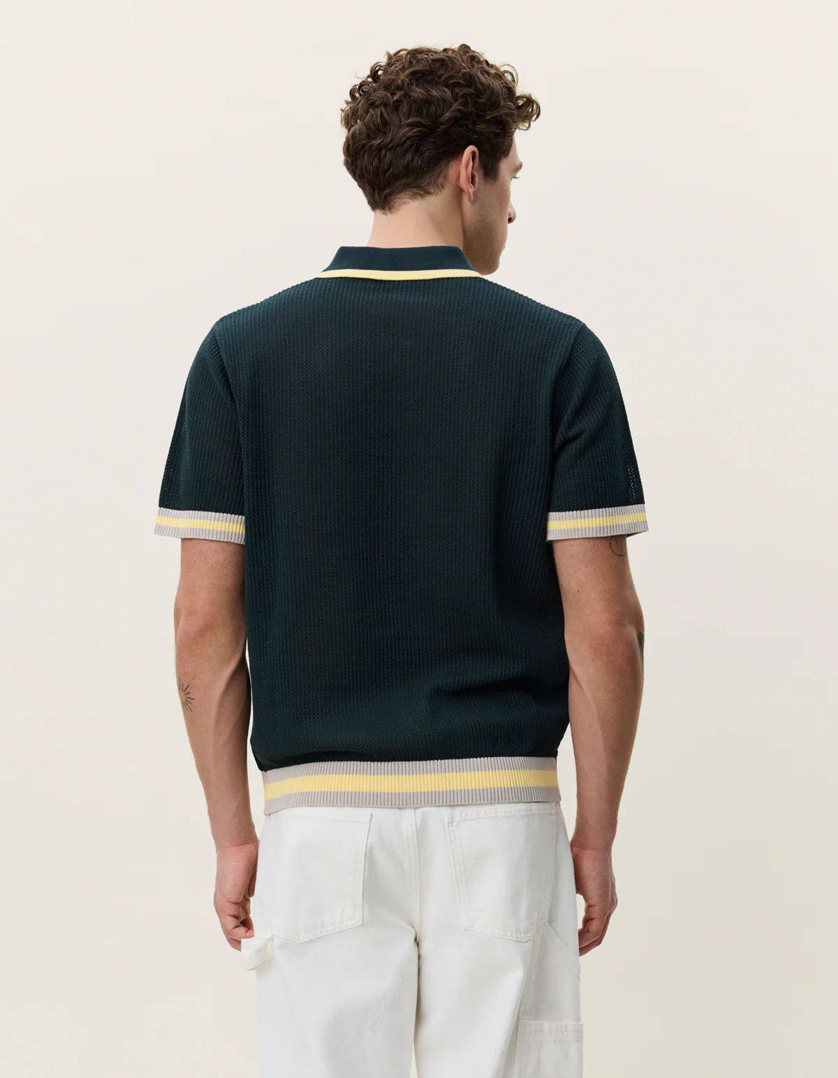 Les Deux Lace Knitted Polo - Pine - Image 2