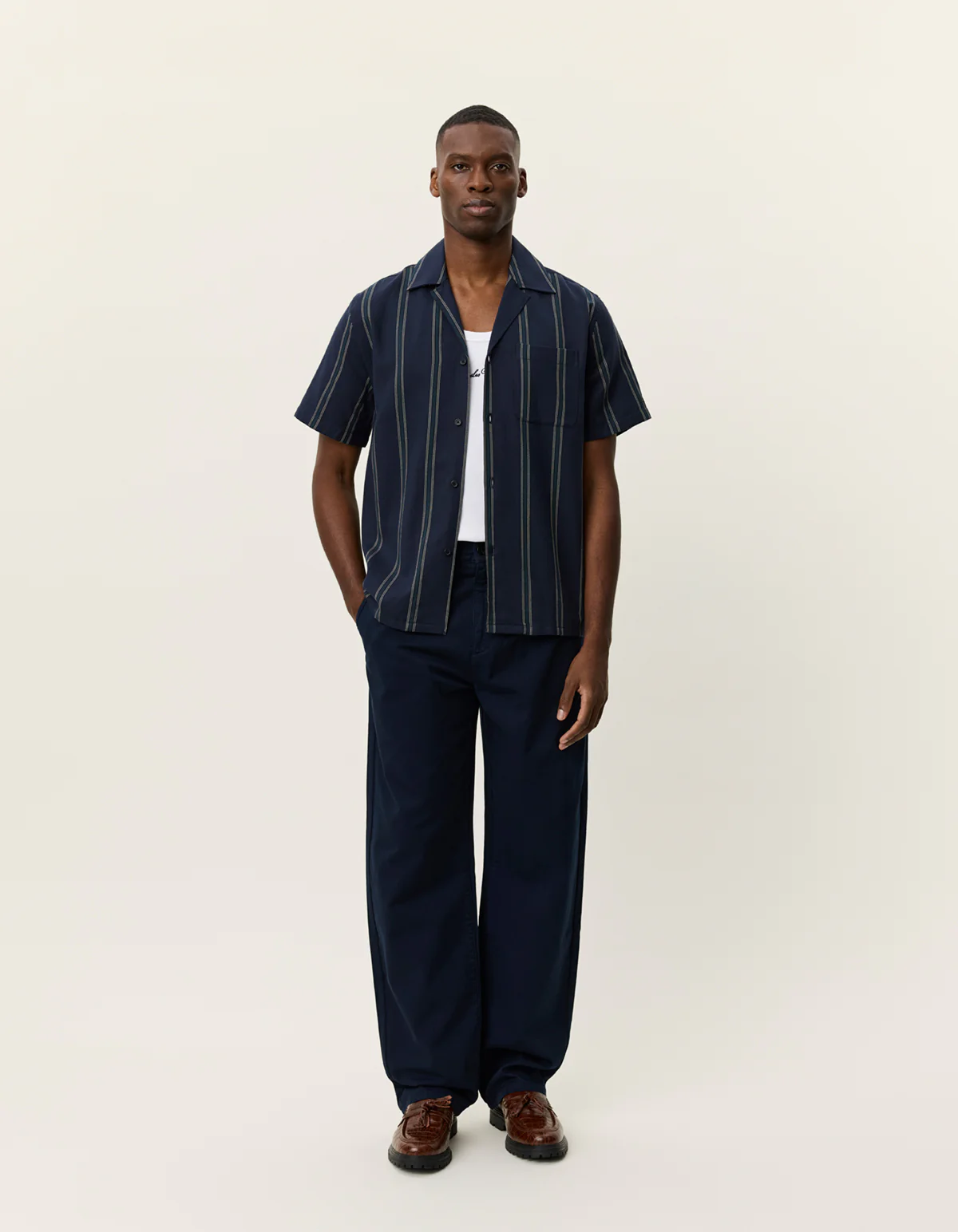 Les Deux Lawson Stripe Shirt - Dark Navy - Image 3
