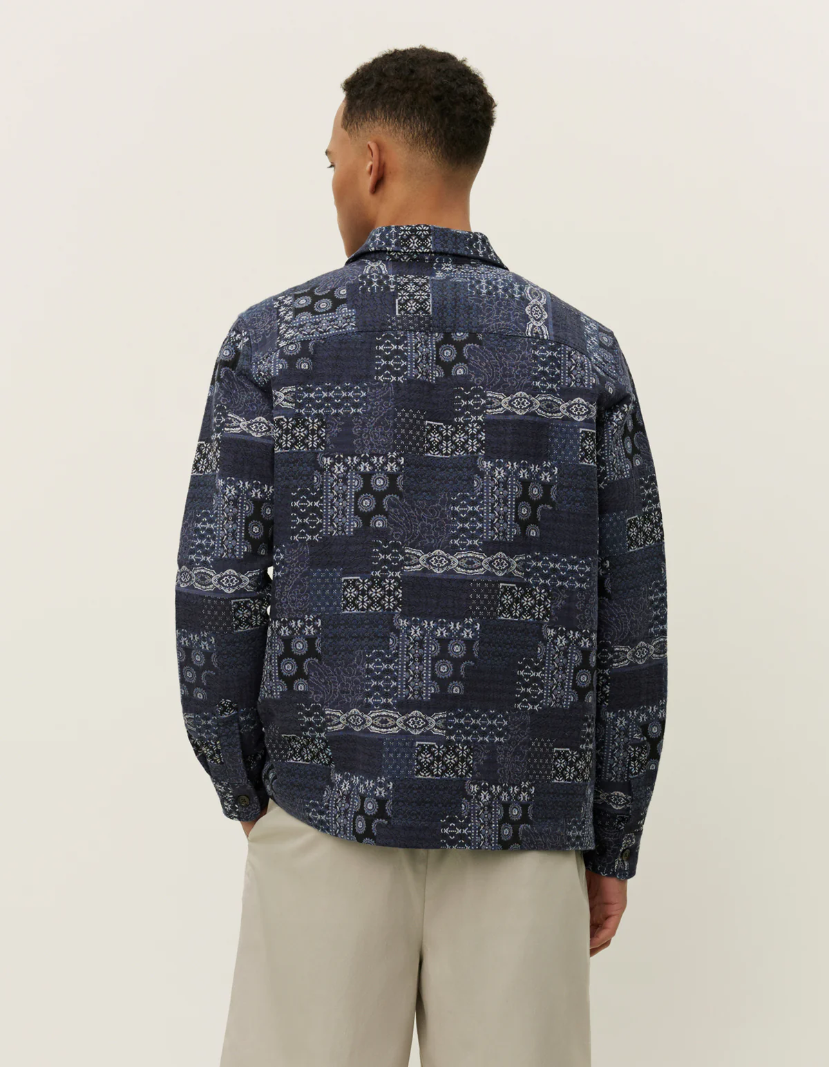 Les Deux Layton Contrast Jacquard Over Shirt - Navy - Image 2