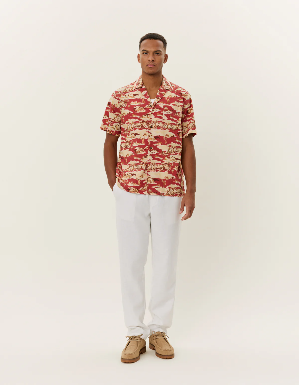 Les Deux Lesley Ruins AOP SS Shirt - Red - Image 3