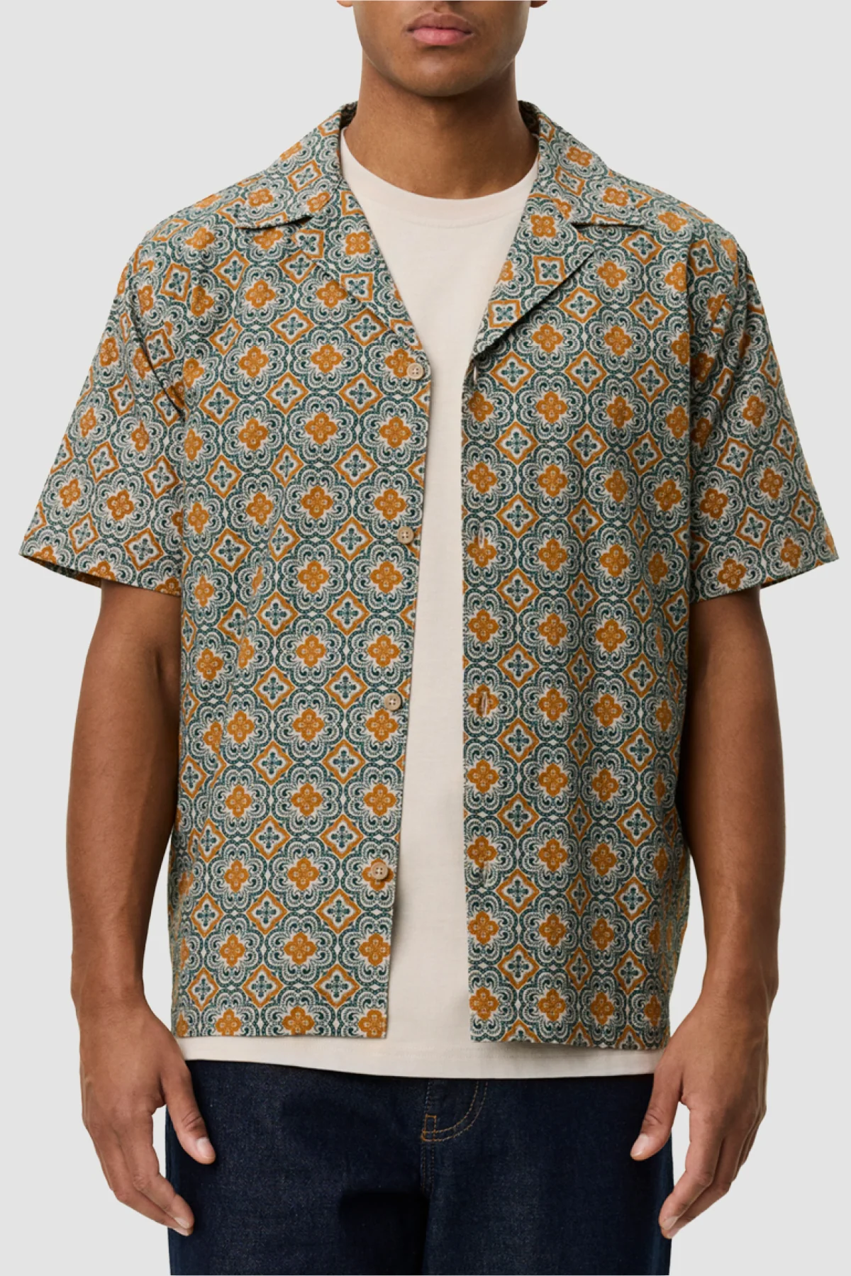 Les Deux Lukas Arabesque AOP Shirt - Green