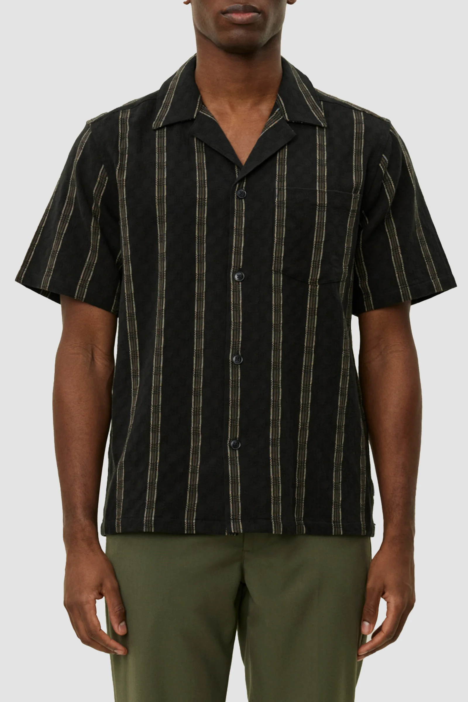 Les Deux Lukas Check Dobby SS Shirt - Black