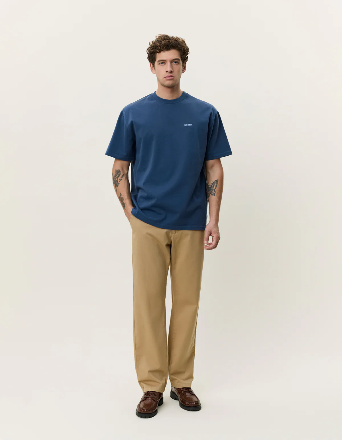 Les Deux Mini Logo Tee - Dark Denim Blue - Image 3