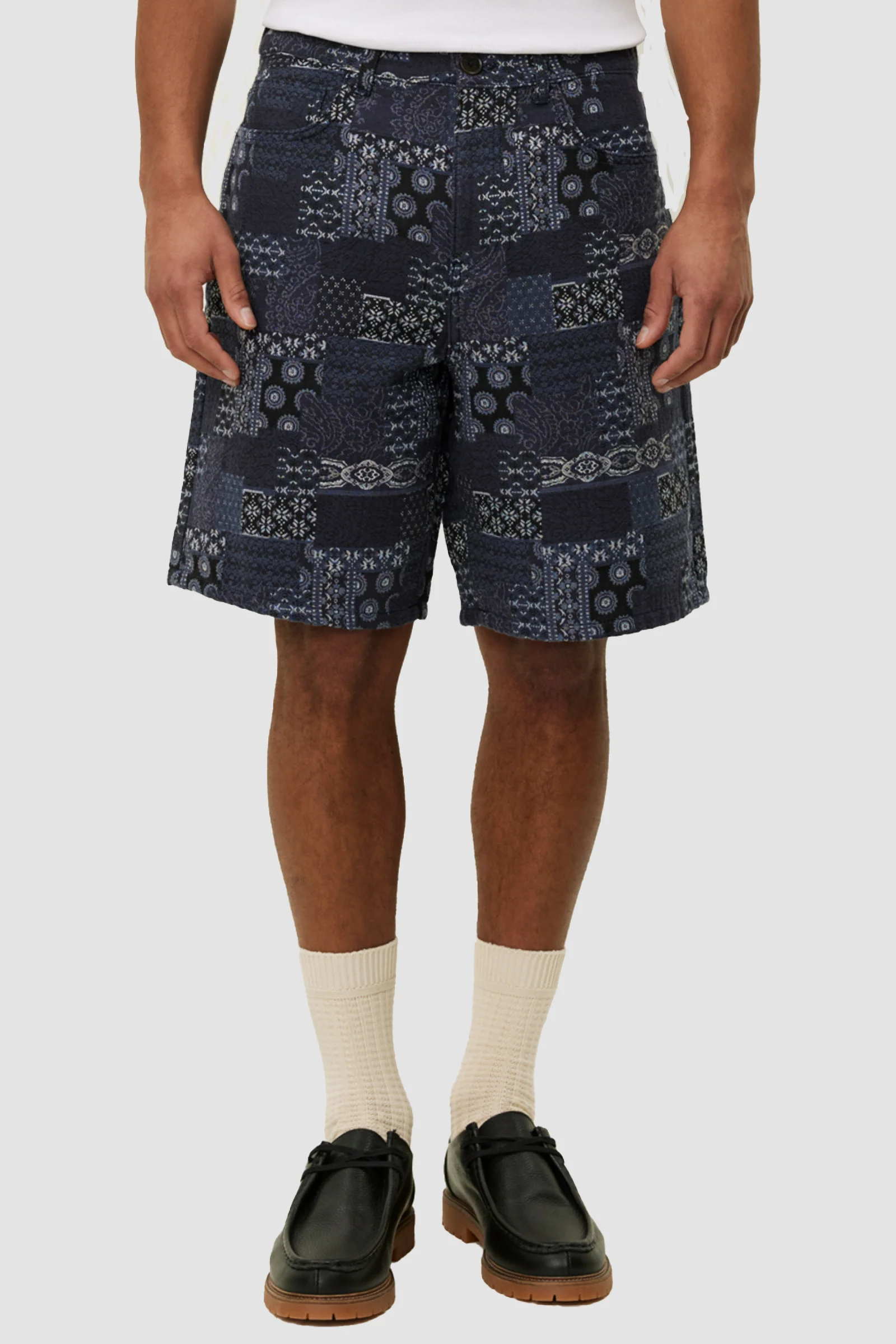 Les Deux Ryder Contrast Jacquard Short - Navy