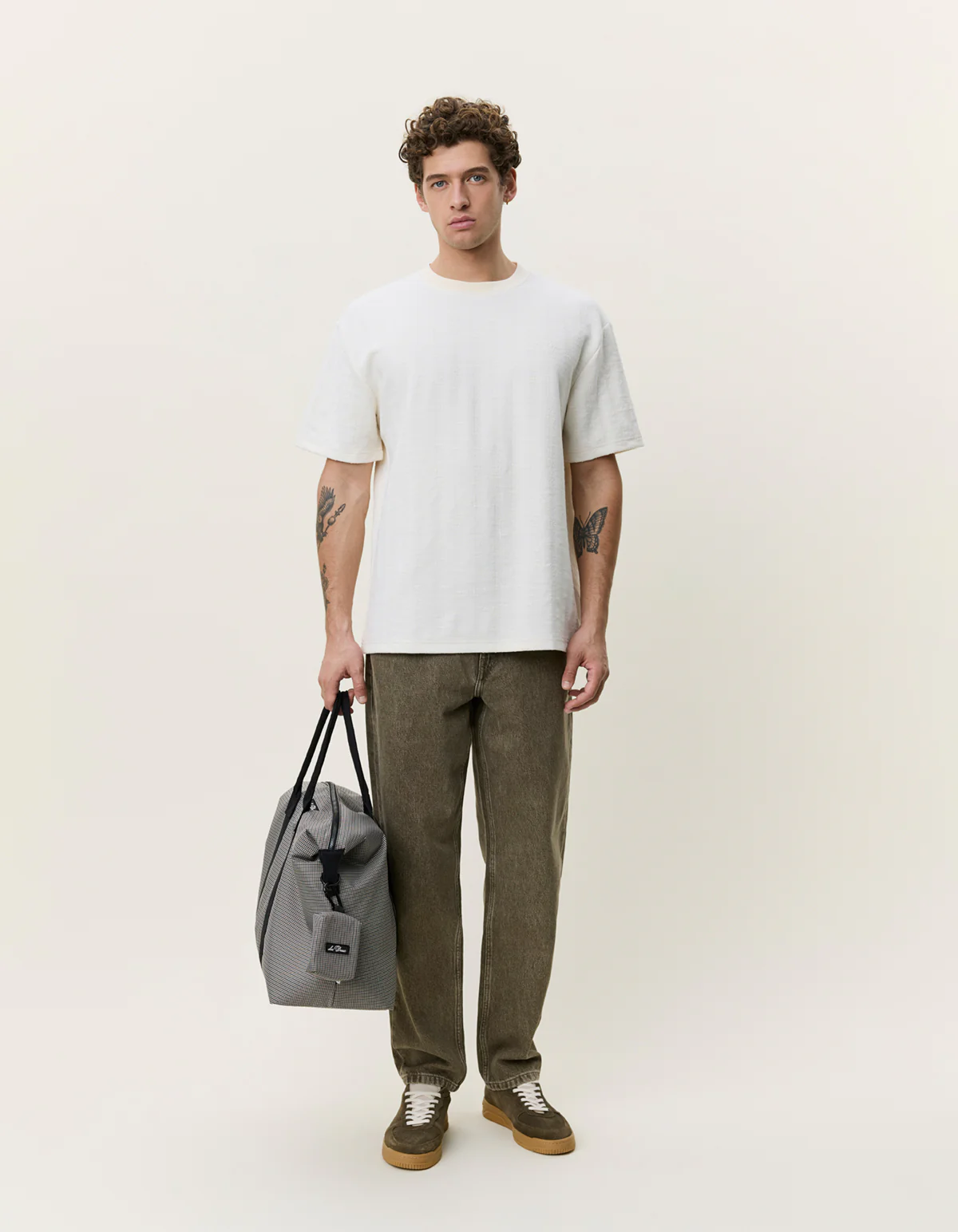 Les Deux Stripe Jacquard Tee - Eggnog White - Image 3