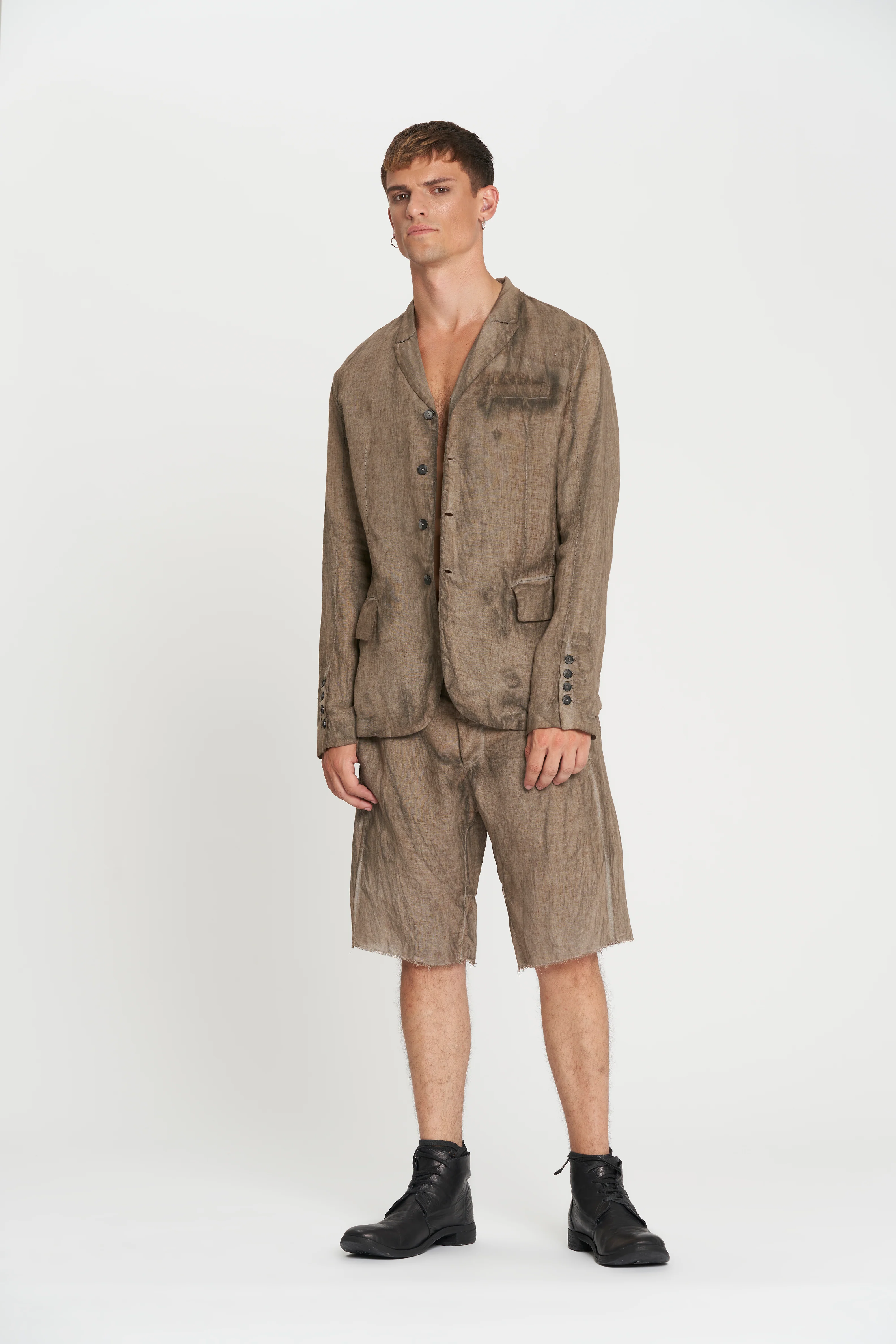 Masnada 3 Buttons Summer Jacket - Light Brown - Image 2