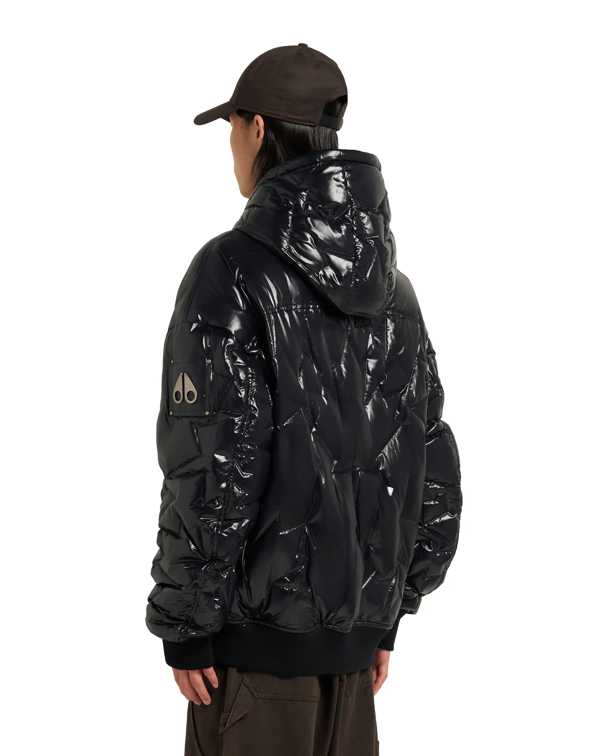 Moose Knuckles Mens Down Bomber Briar Reversible Hoodie - Black - Image 3