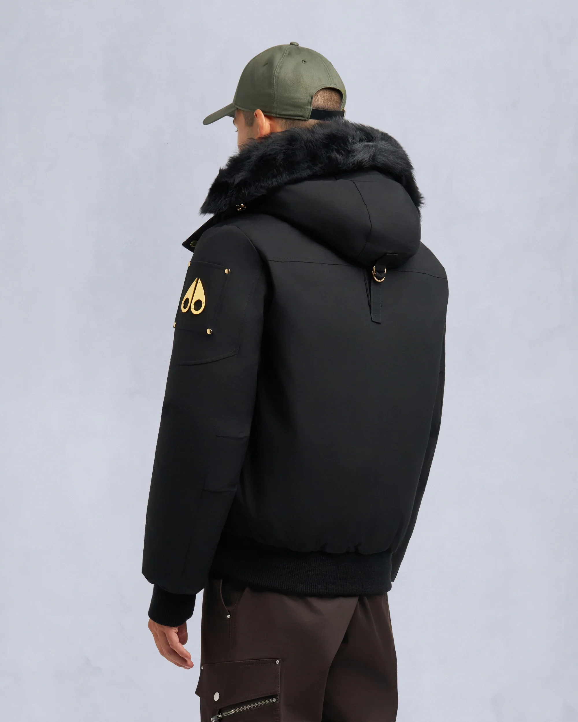 Moose Knuckles Mens Down Bomber Gold Ballistic - Black/Black - Image 3