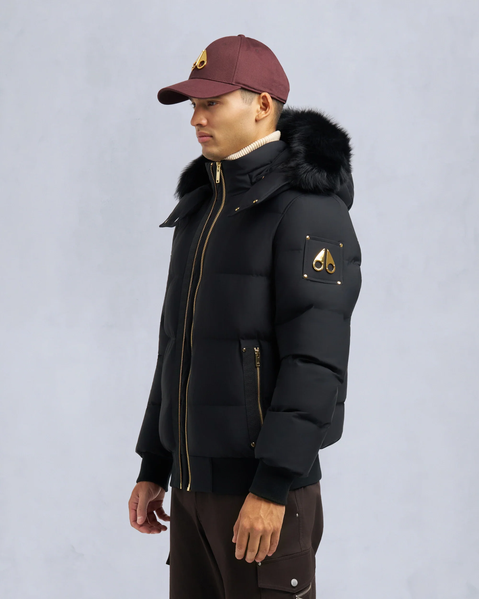 Moose Knuckles Mens Down Bomber Stagg - Black/Black - Image 2