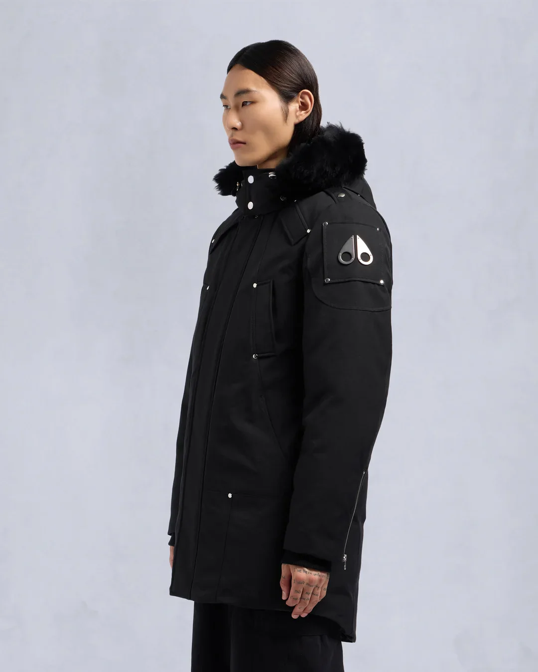 Moose Knuckles Mens Down *Parka Stirling Shearling - Black/Black - Image 2