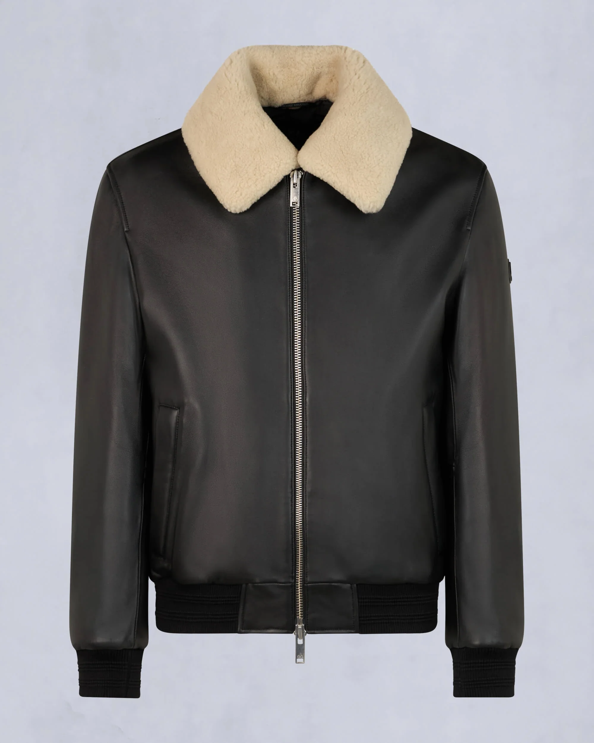 Moose Knuckles Mens Wind Jacket Toba Leather Bomber - Black - Image 5
