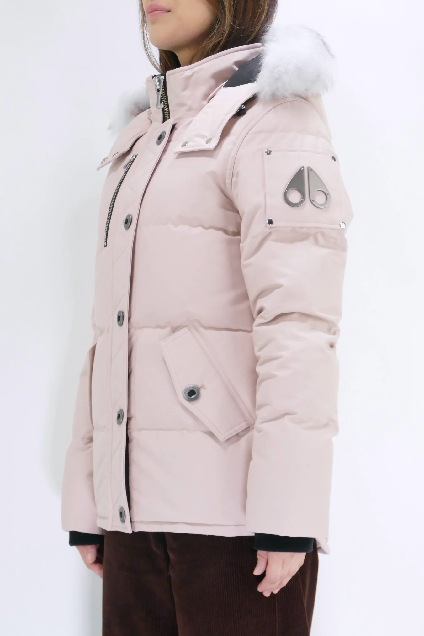 Moose Knuckles Womens Down Jacket 3Q Shearling - Dusy Rose/Natural - Image 2