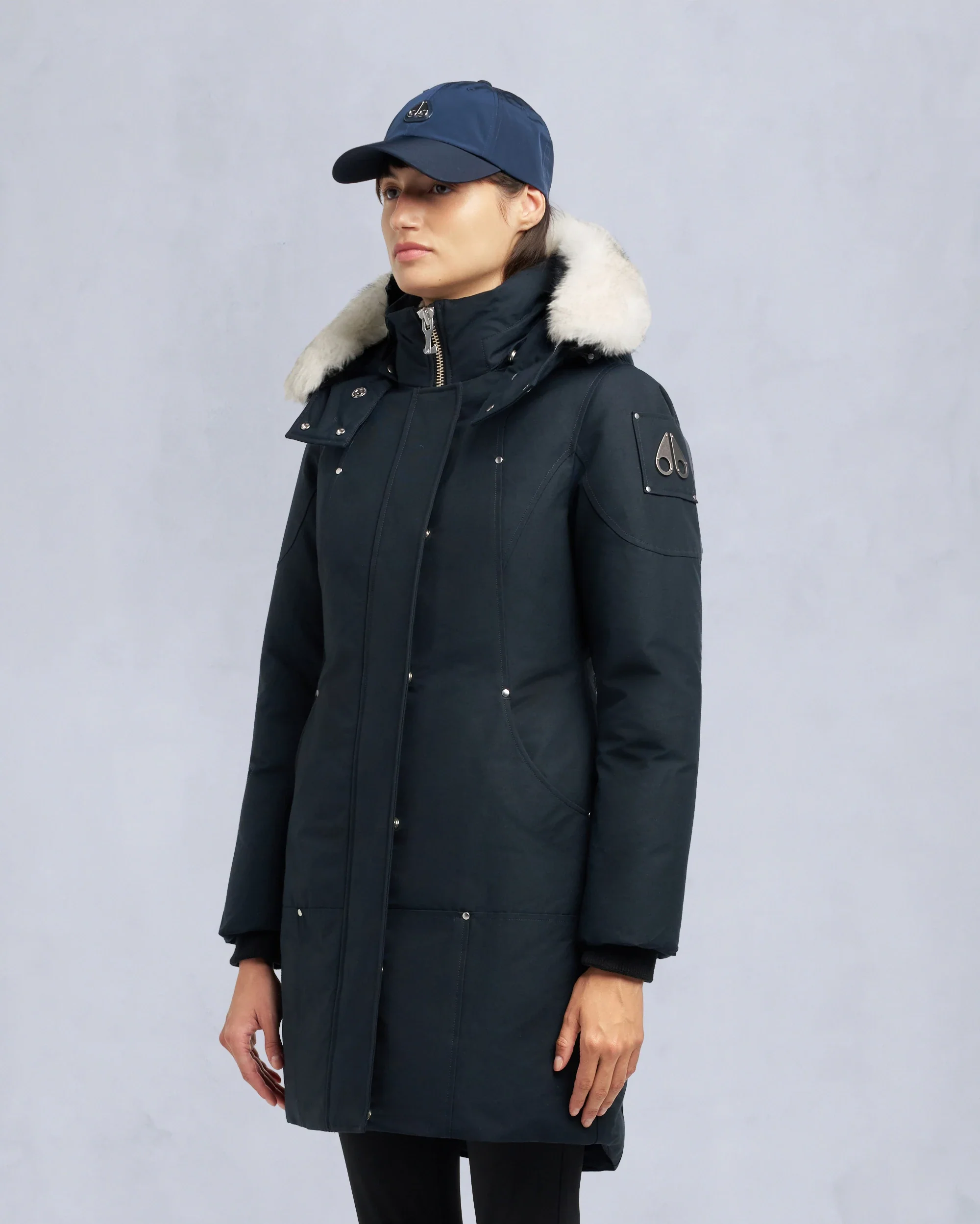Moose Knuckles Womens Down *Parka Stirling - Navy/Natural - Image 2
