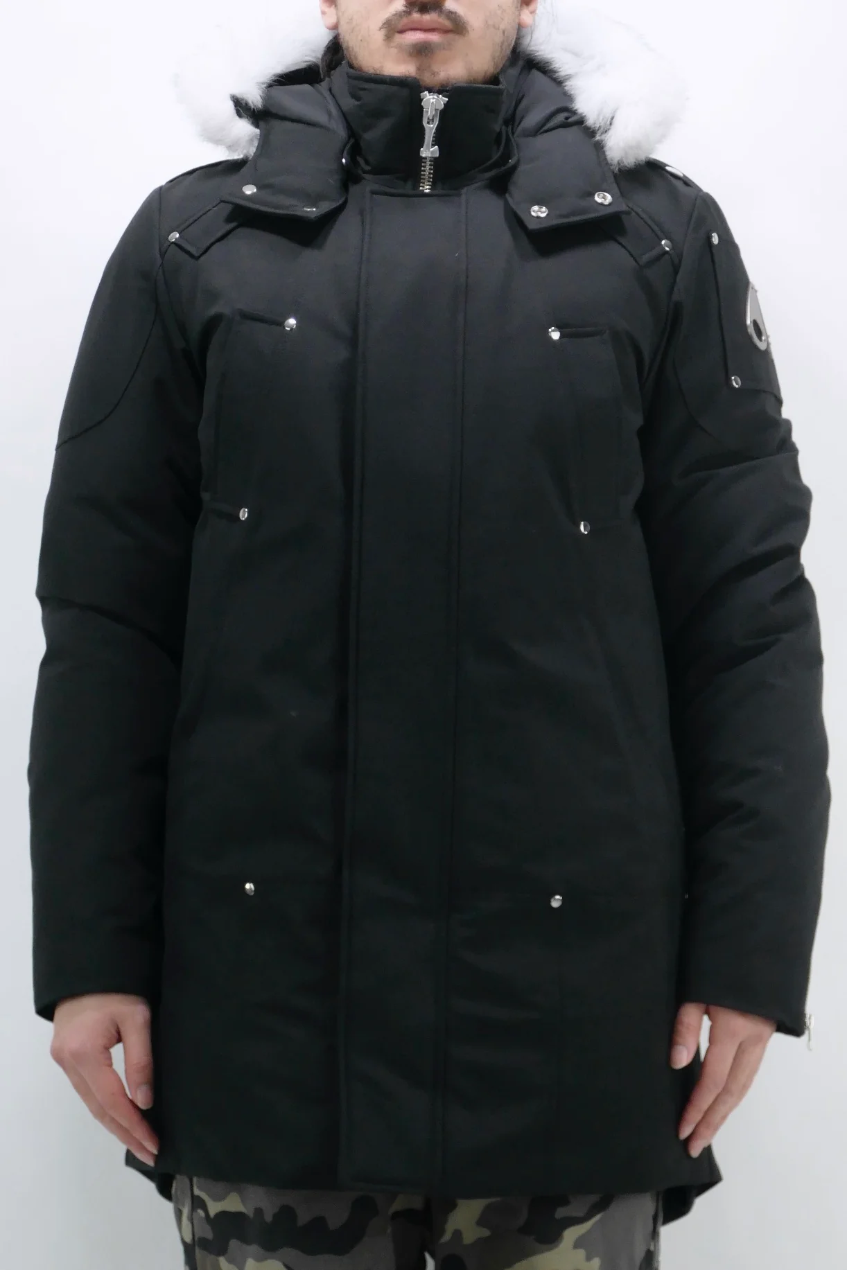 Moose Knuckles Mens Down *Parka Stirling Shearling - Black/Natural