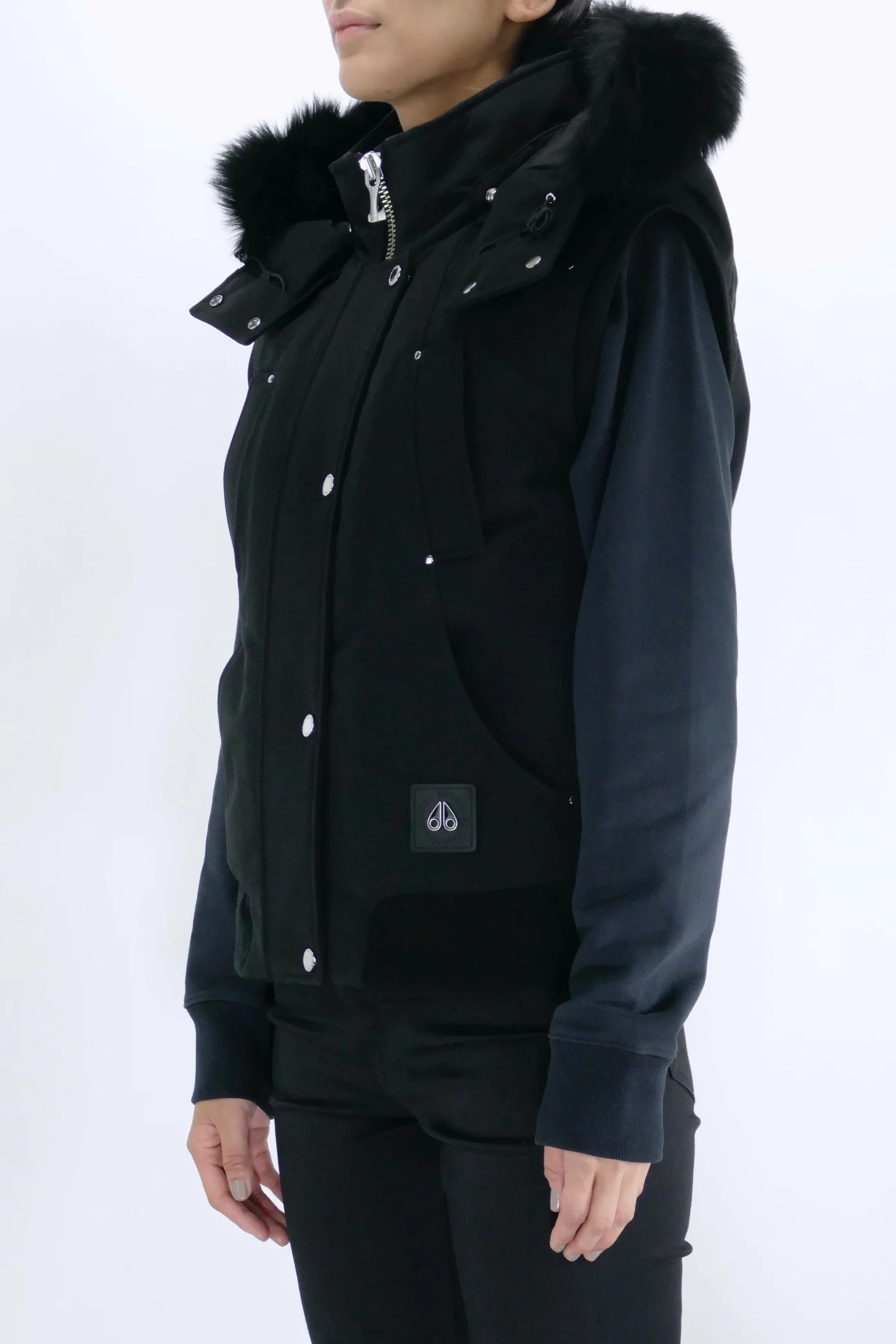 Moose Knuckles Womens Down Vest Original - Black/Black - Image 2