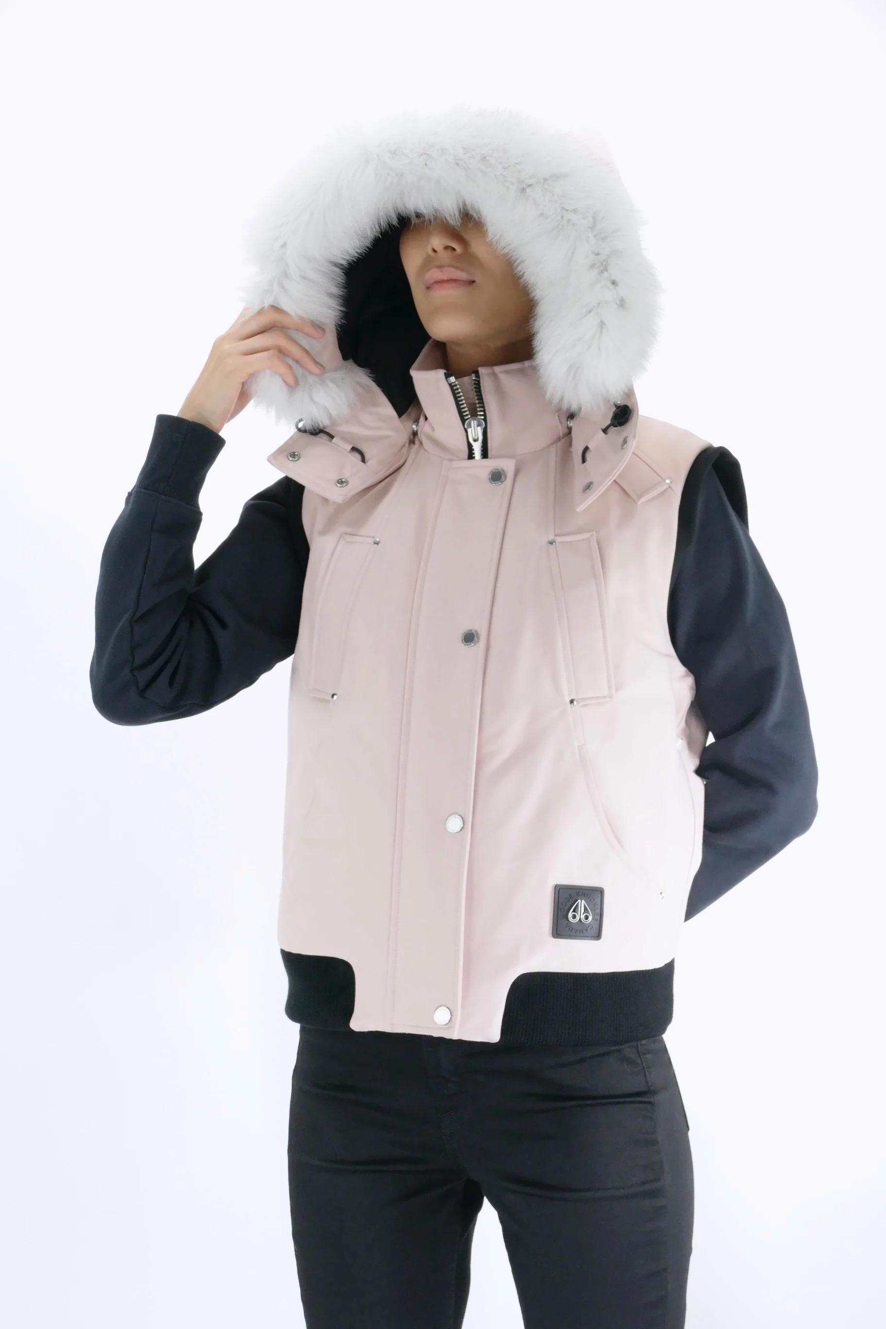 Moose Knuckles Womens Down Vest Original - Rose Smoke/Natural - Image 4
