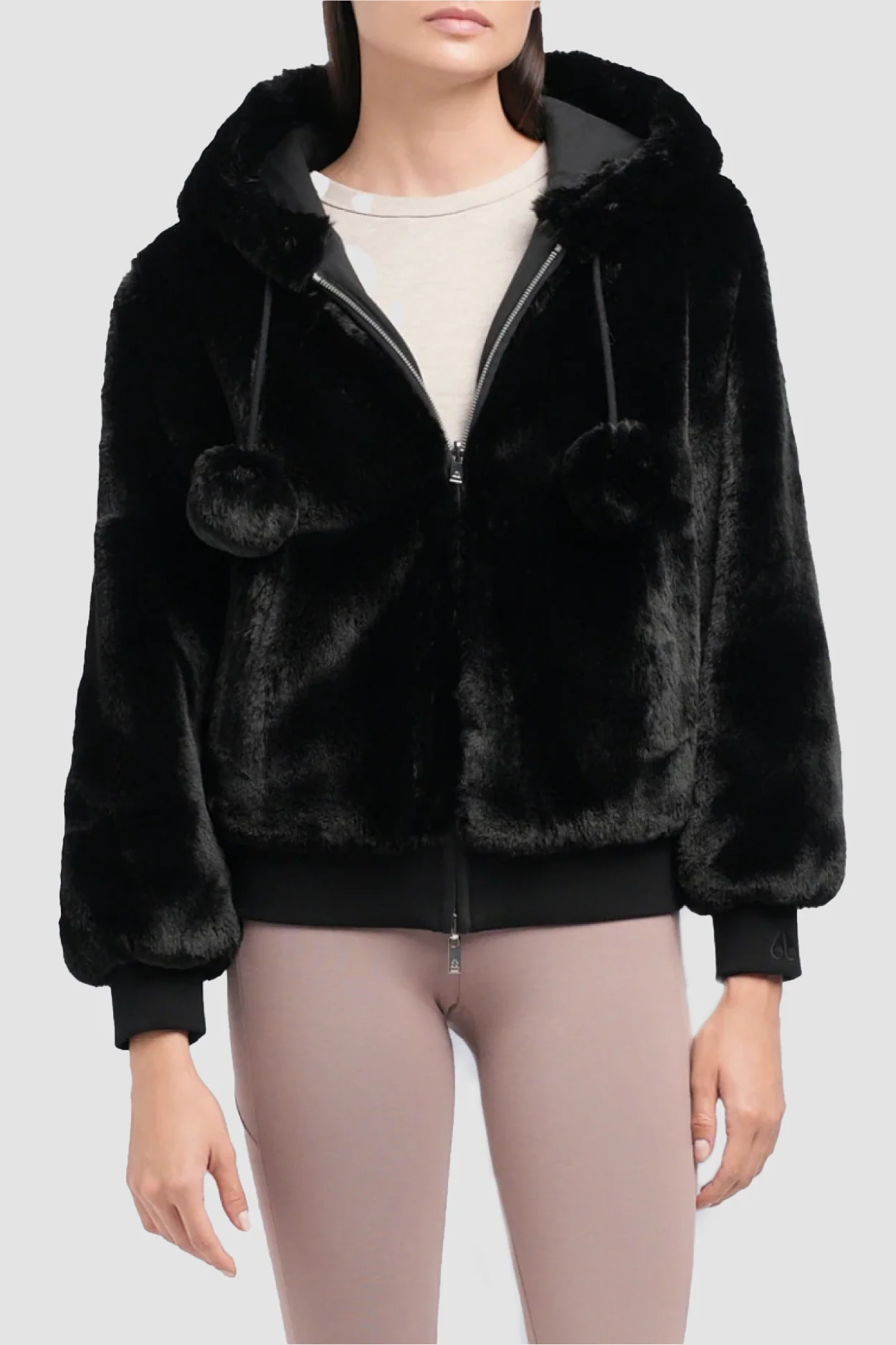 Moose Knuckles Womens Eco Jacket Mealy Reversible Bunny - Black/Black