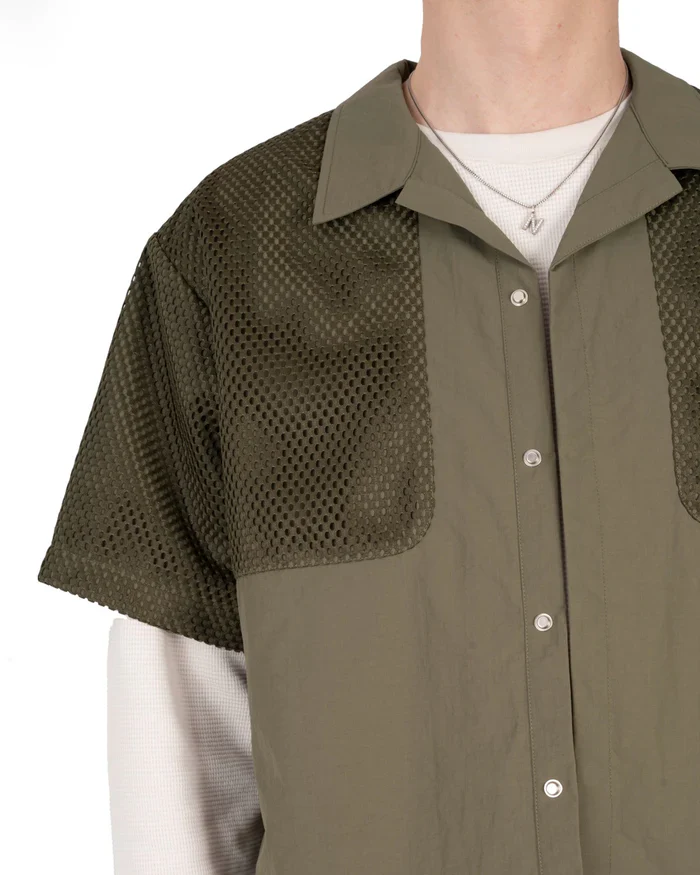 Nash - New York Mesh Layered Shirt - Olive - Image 4