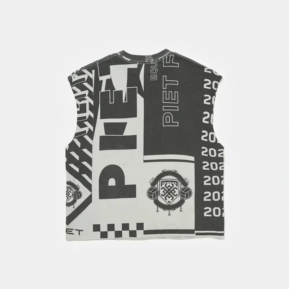 Piet Scarves Oversized Raw Edge Tank - Black/White - Image 2