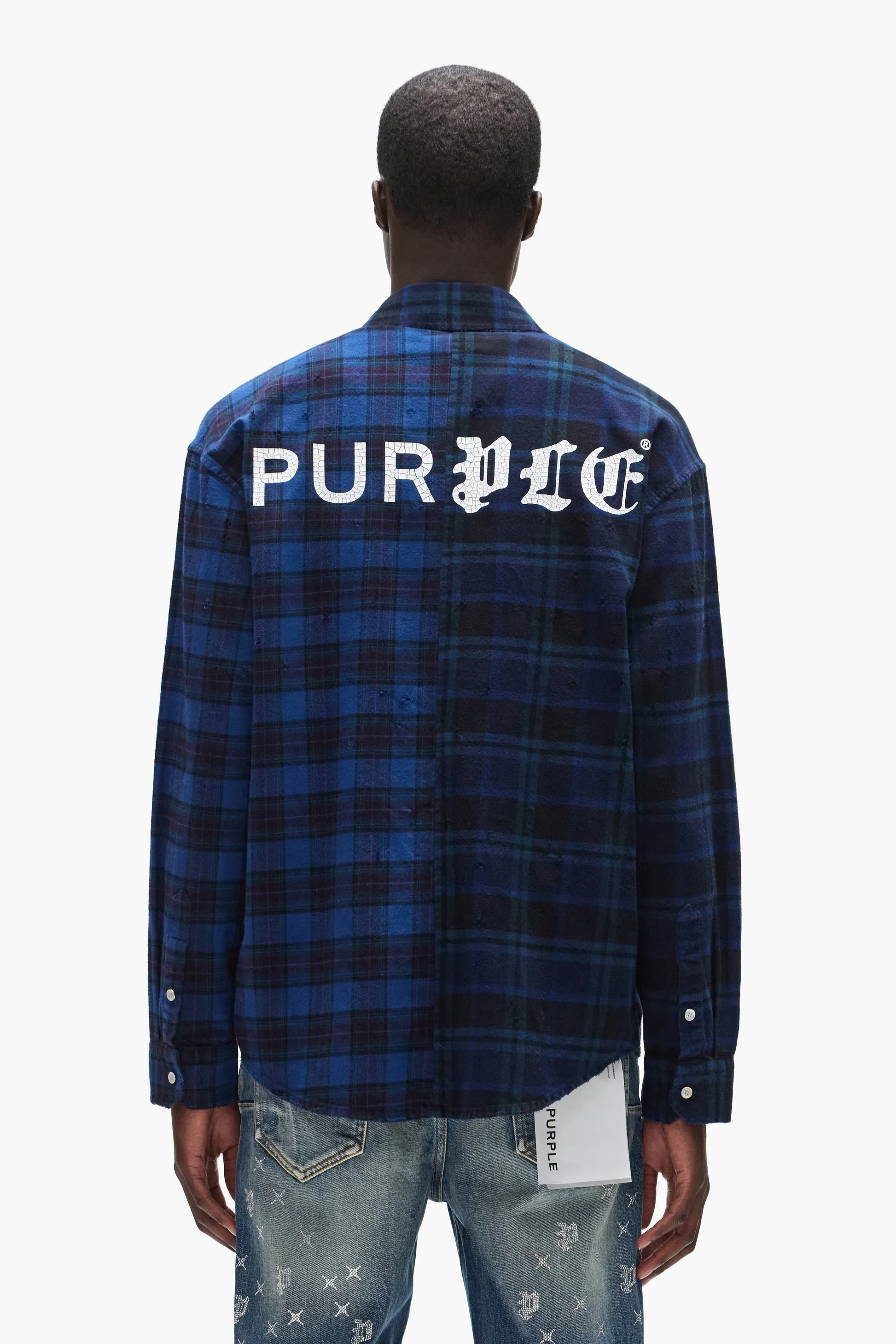 Purple Brand Half and Half Flannel Shirt - Blue - Image 3