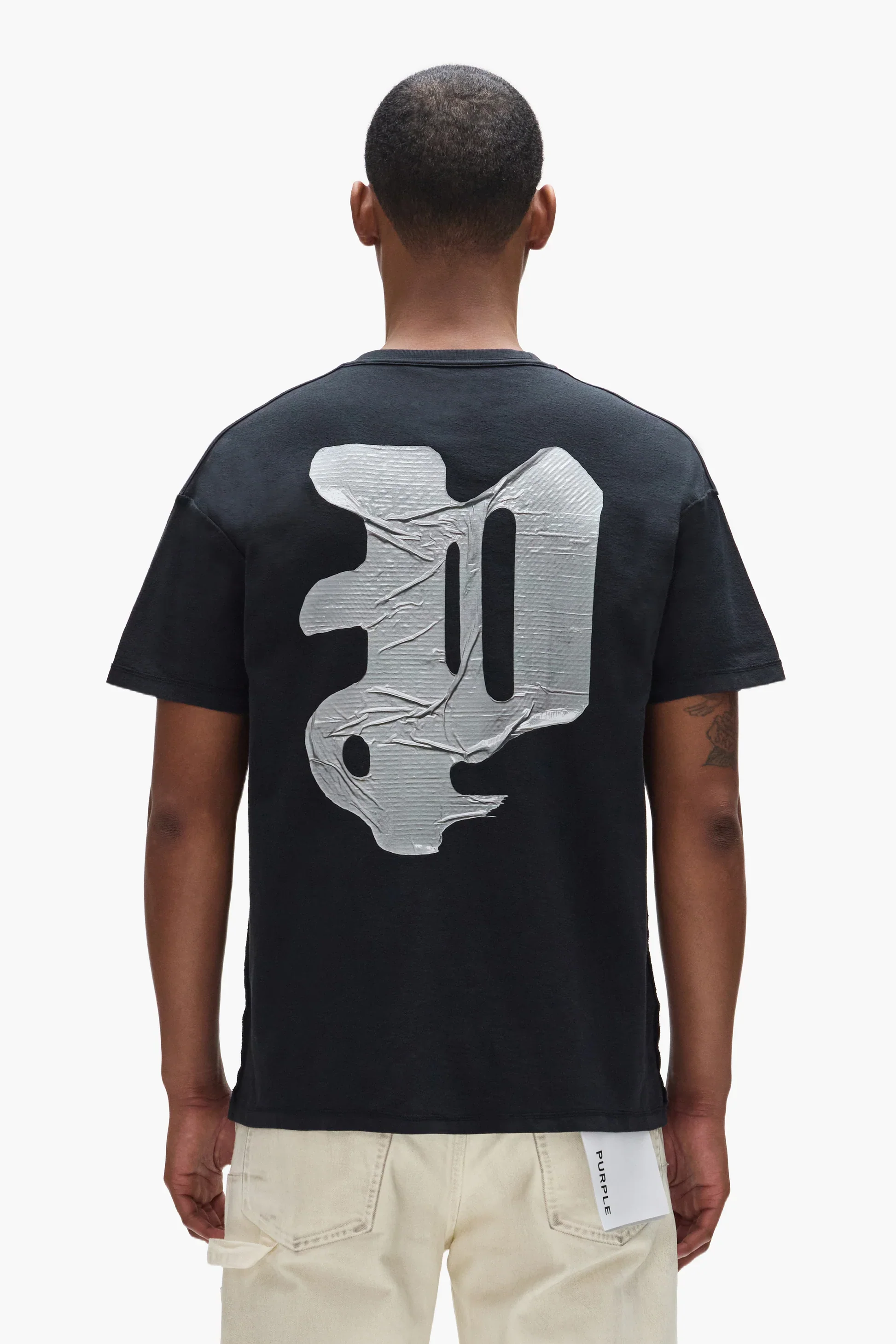 Purple Brand Inside Out Taped P Tee - Black - Image 2