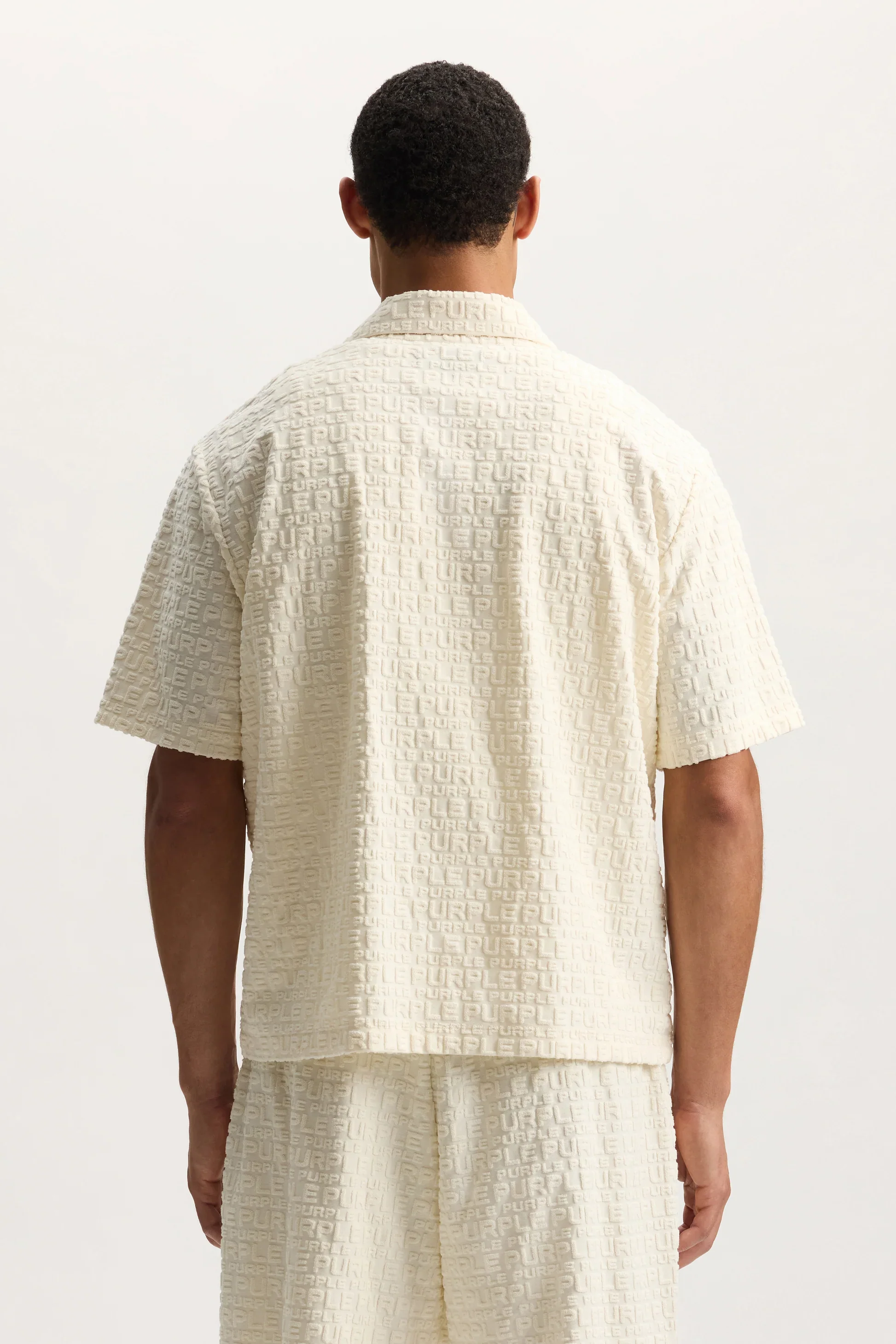 Purple Brand M1108-TWWP Jacquard Terry Shirt - Off White - Image 3