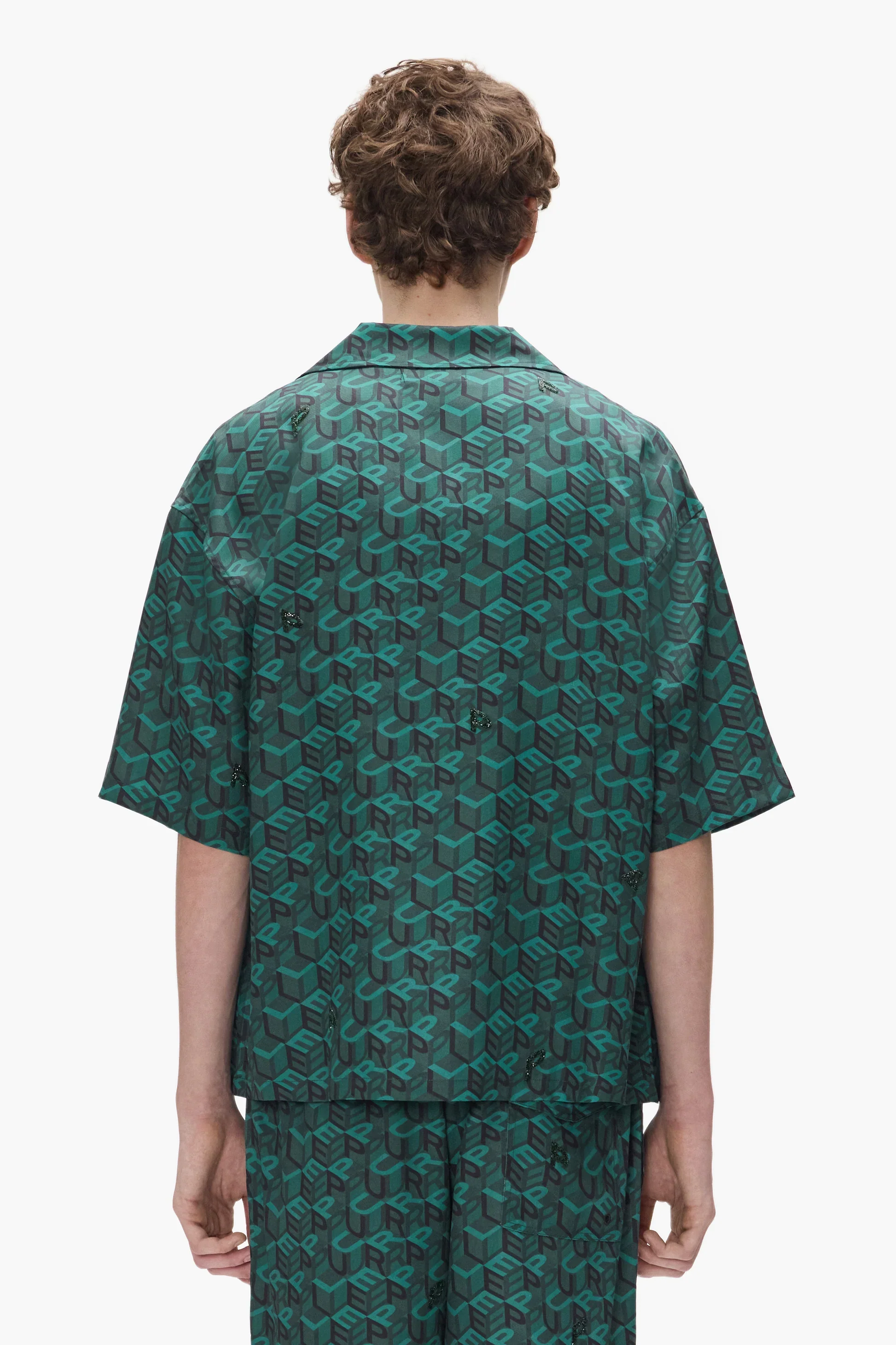 Purple Brand M3015-LYWH Cube Monogram Shirt - Green - Image 3
