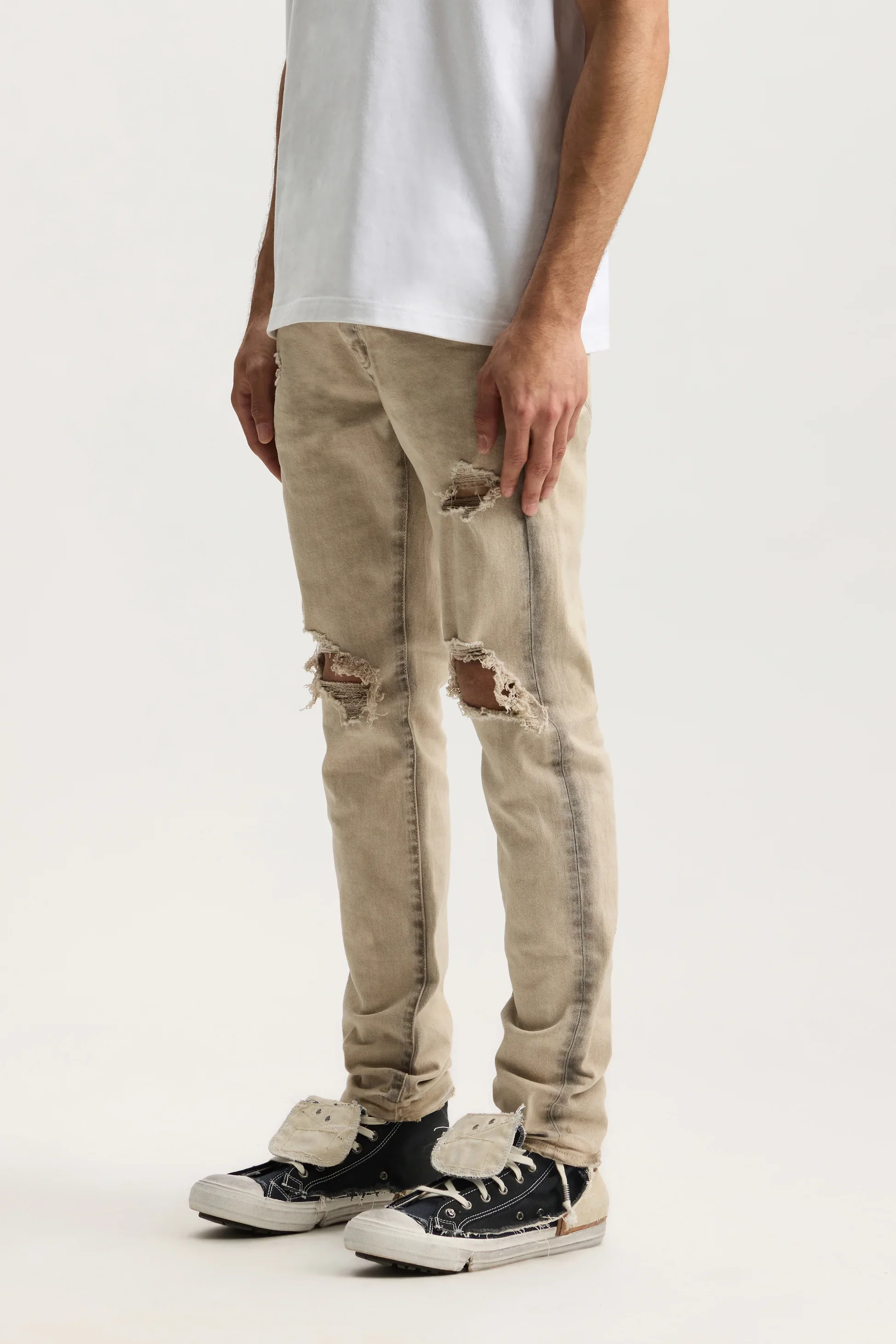 Purple Brand P001 Skinny Coated Seam Jeans - Tan - Image 2