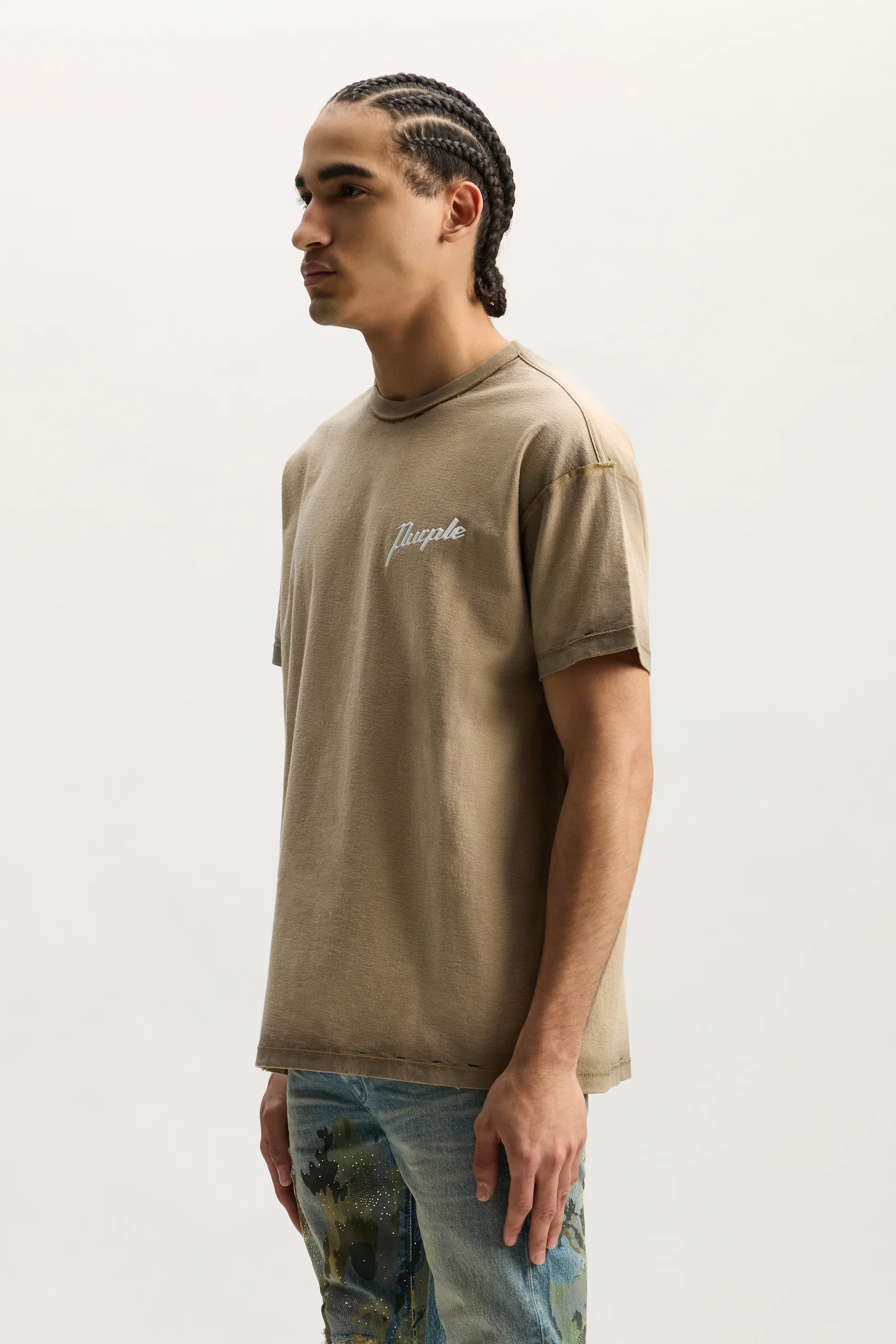 Purple Brand P101-TJTS Working Script Tee - Khaki - Image 2