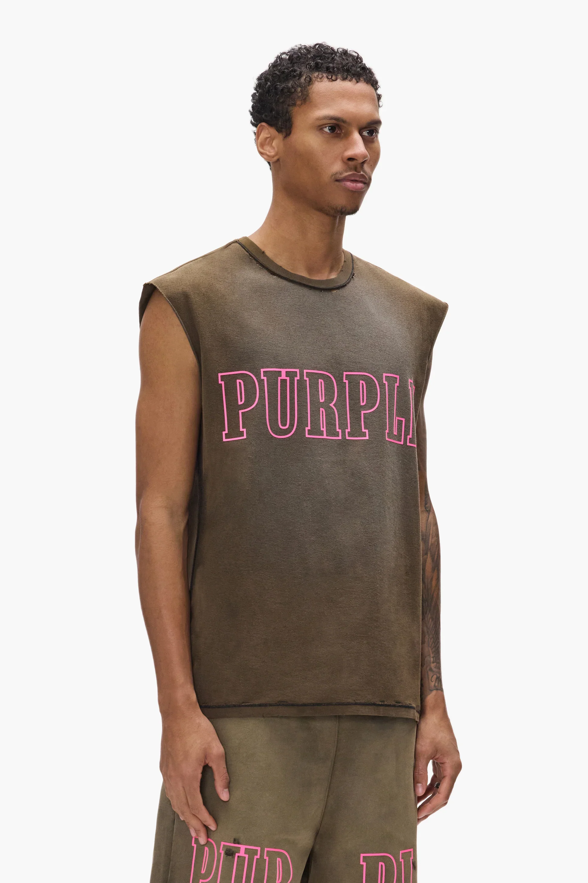 Purple Brand P103-TJBS Slab Outline Tank - Brown - Image 2