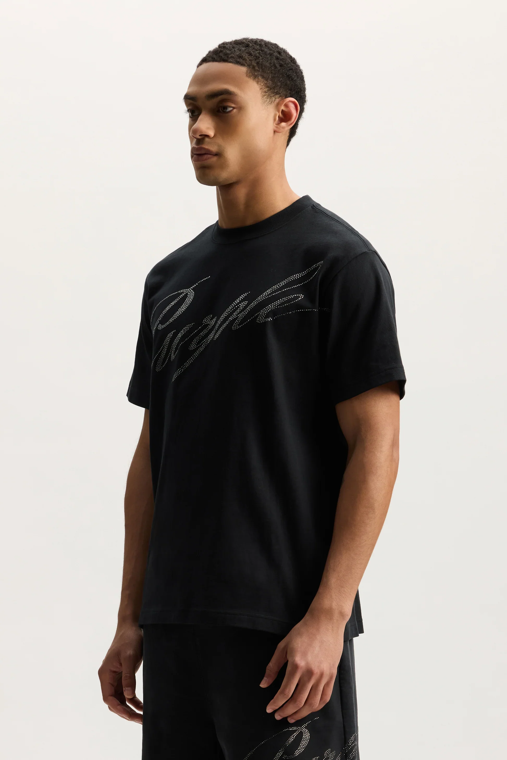 Purple Brand P117-HWBH Crystal Slanted Script Tee - Black - Image 2