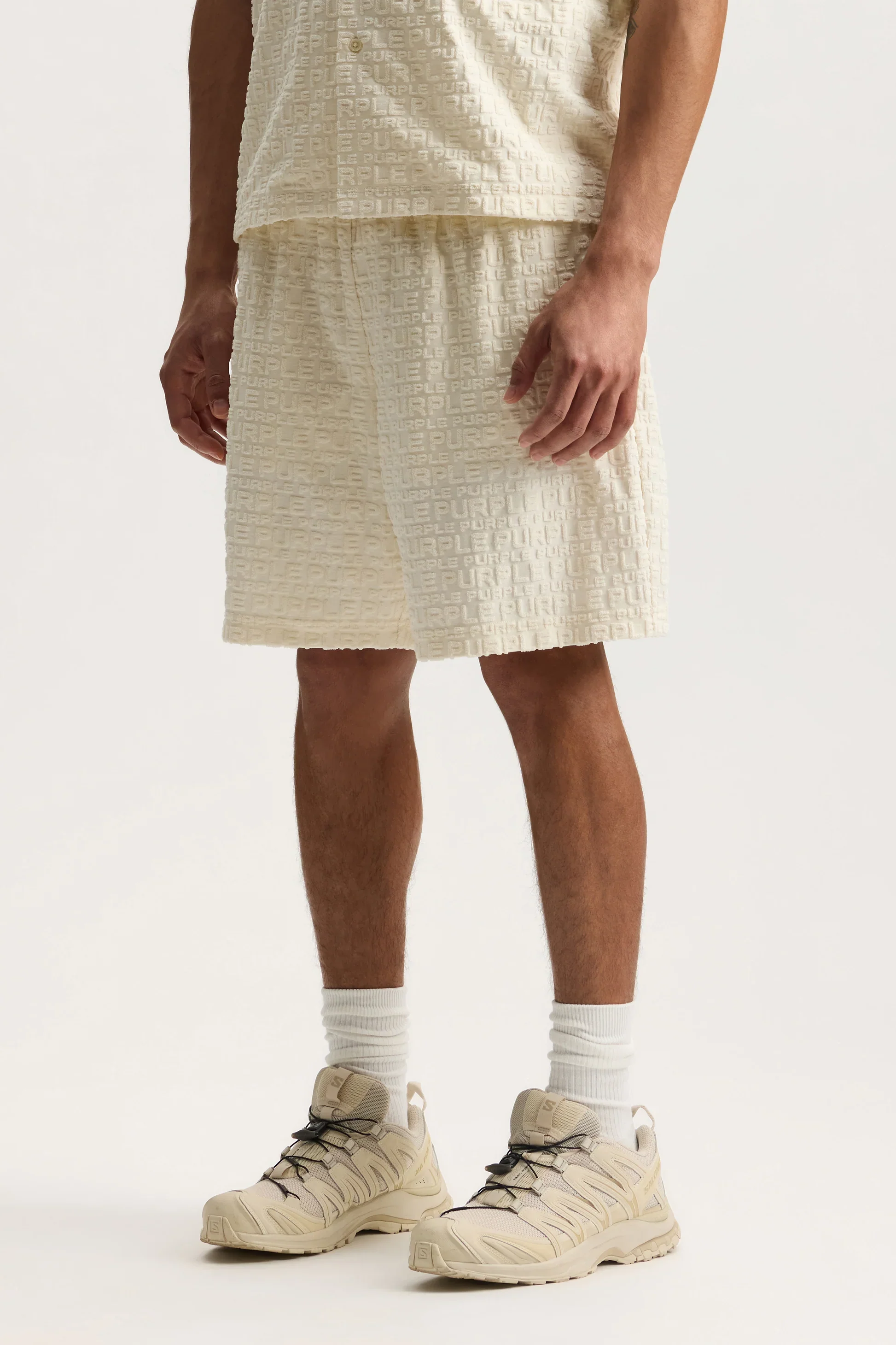 Purple Brand P545-TWWP Jacquard Terry Short - White - Image 2