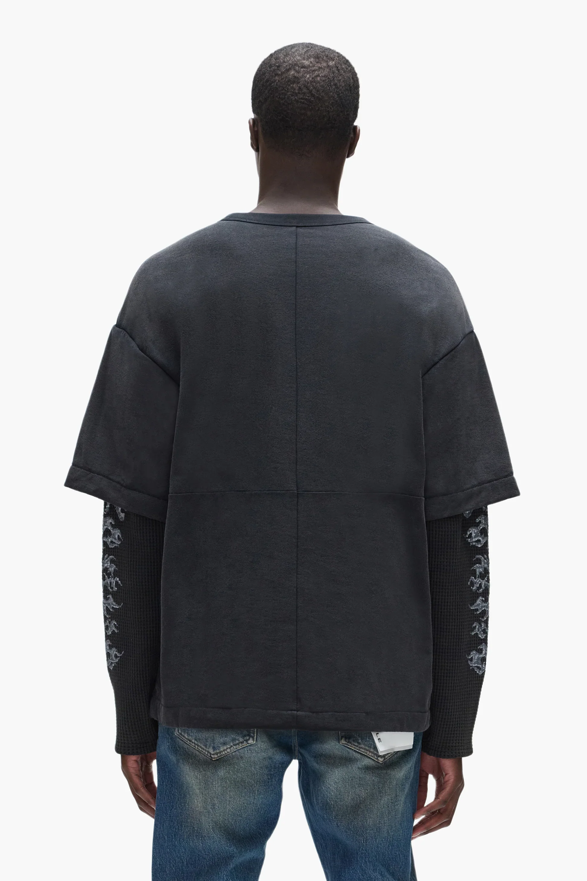 Purple Brand Sequin L/S Padded Tee - Black - Image 3