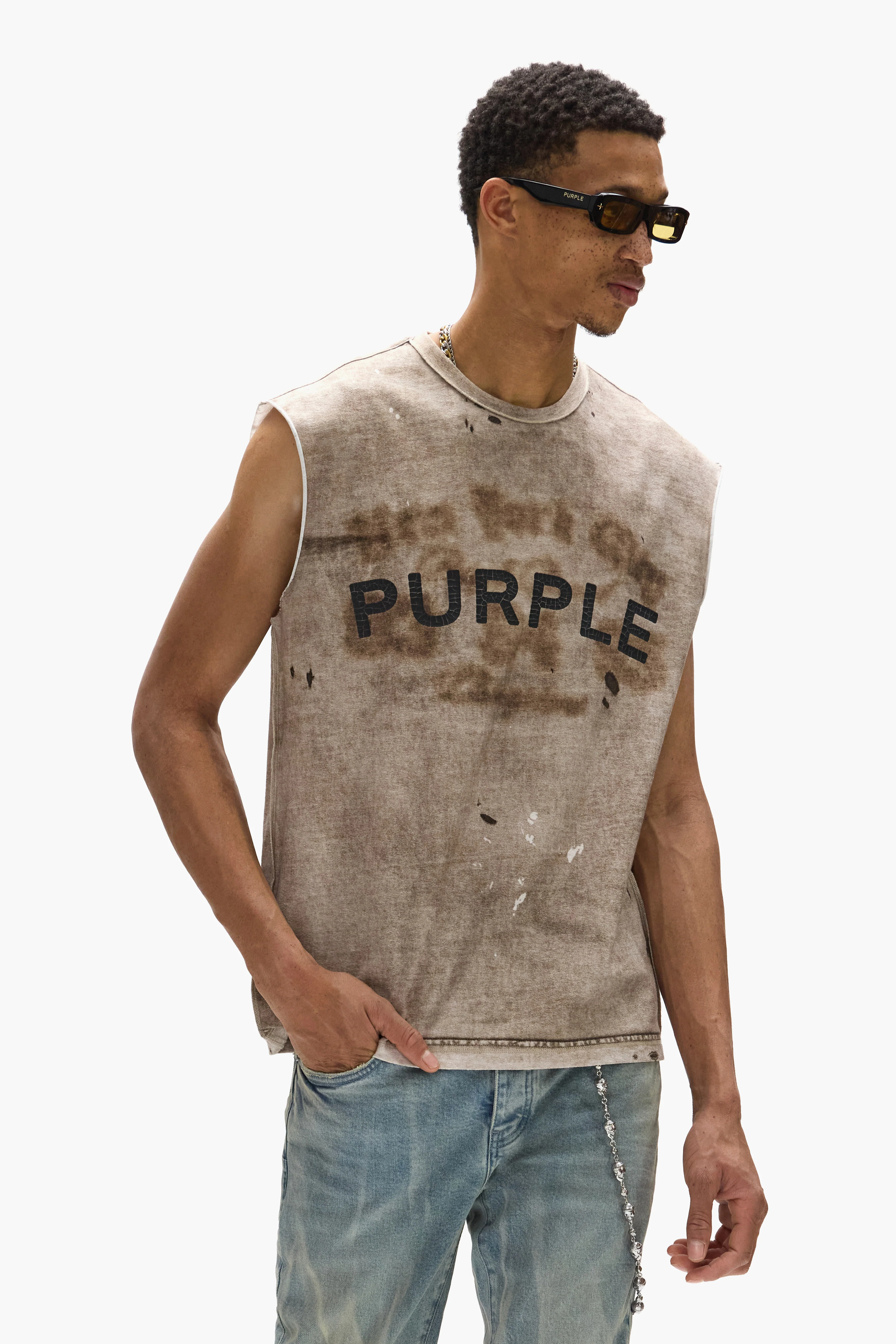 Purple Brand Wordmark Tank - Brown - Image 4