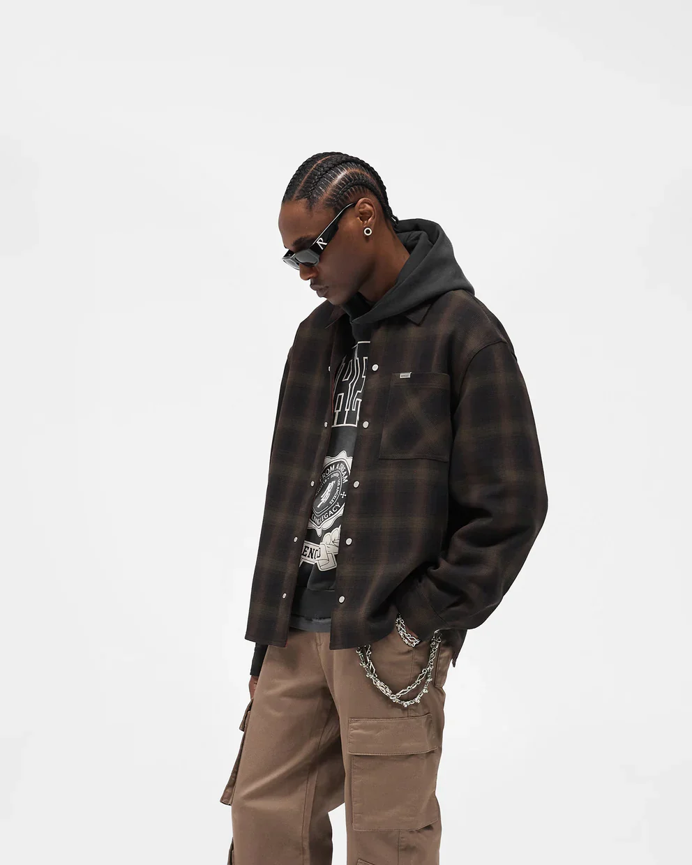 Represent Bonded Reversible Check Shirt - Nero Brown - Image 6