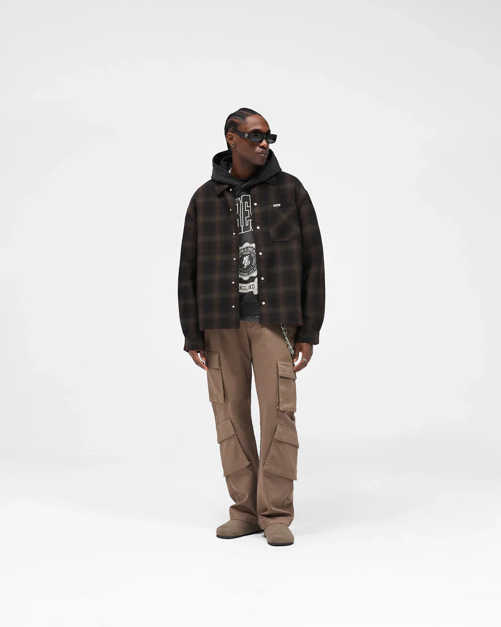 Represent Bonded Reversible Check Shirt - Nero Brown - Image 8
