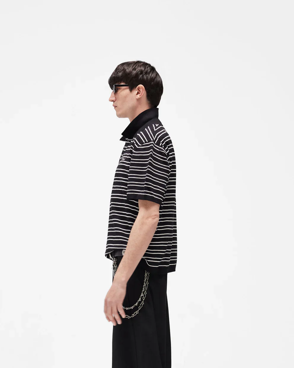 Represent California Striped Knit Polo - Jet Black - Image 2