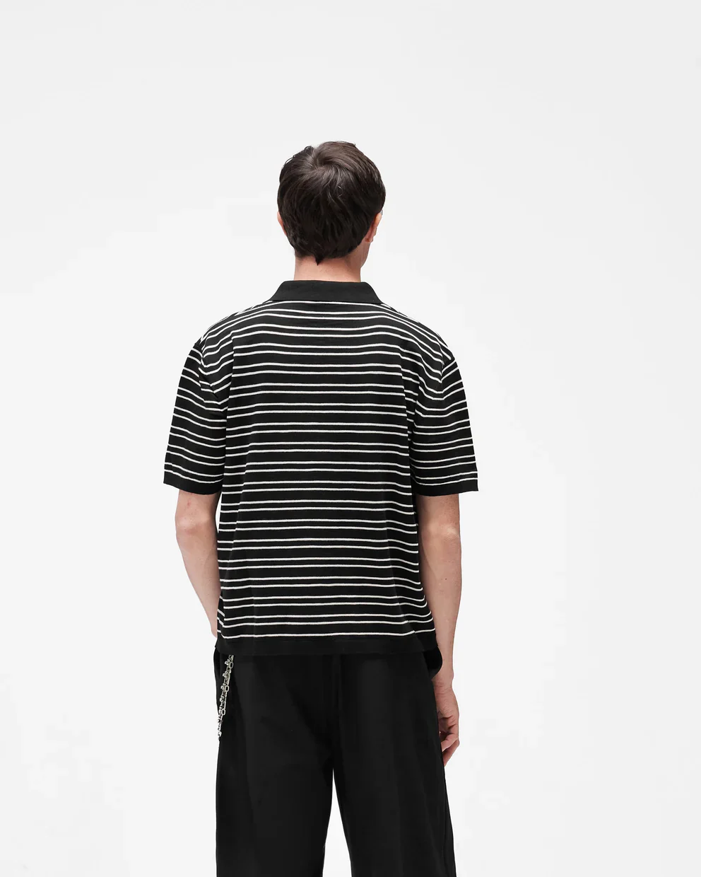 Represent California Striped Knit Polo - Jet Black - Image 3