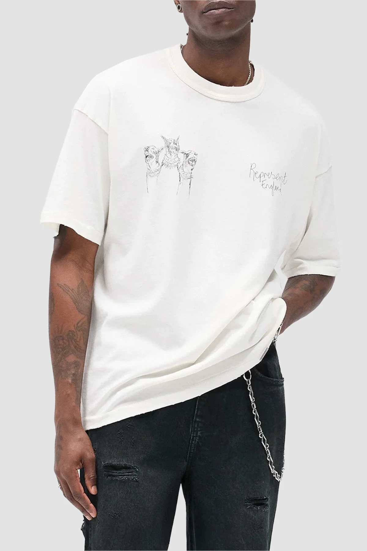 Represent Hand Drawn Thoroughbred Tee - Flat White