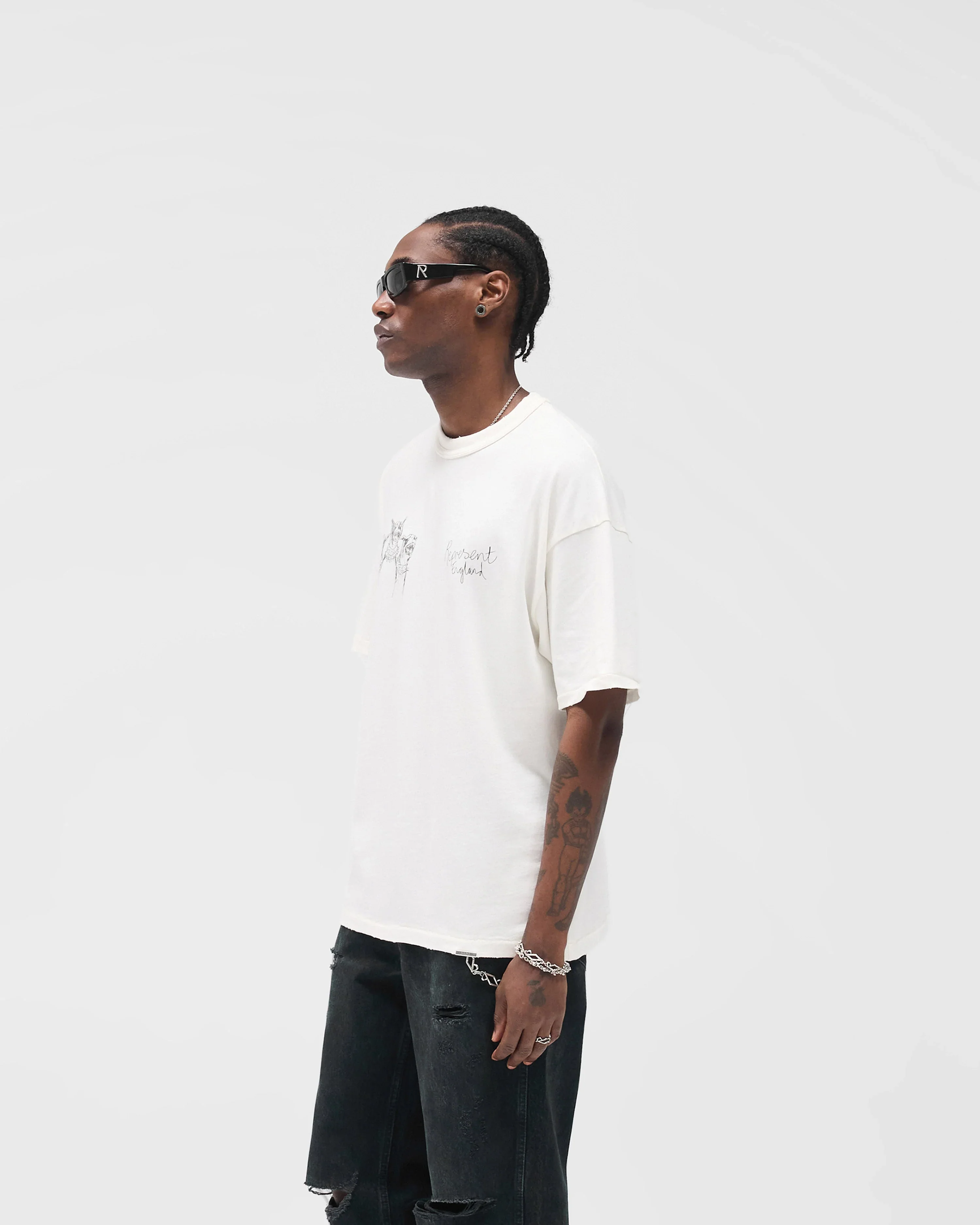Represent Hand Drawn Thoroughbred Tee - Flat White - Image 2