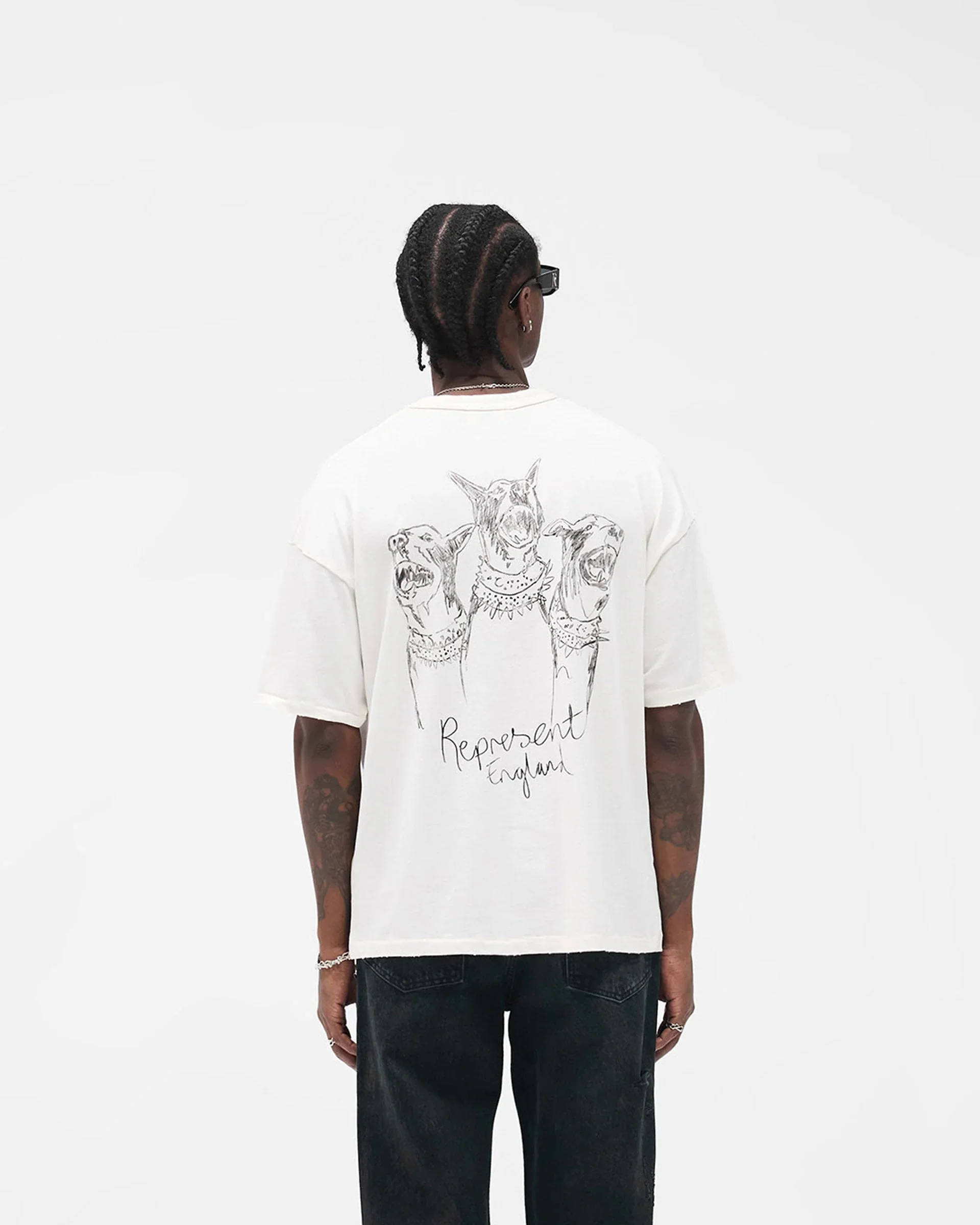 Represent Hand Drawn Thoroughbred Tee - Flat White - Image 3
