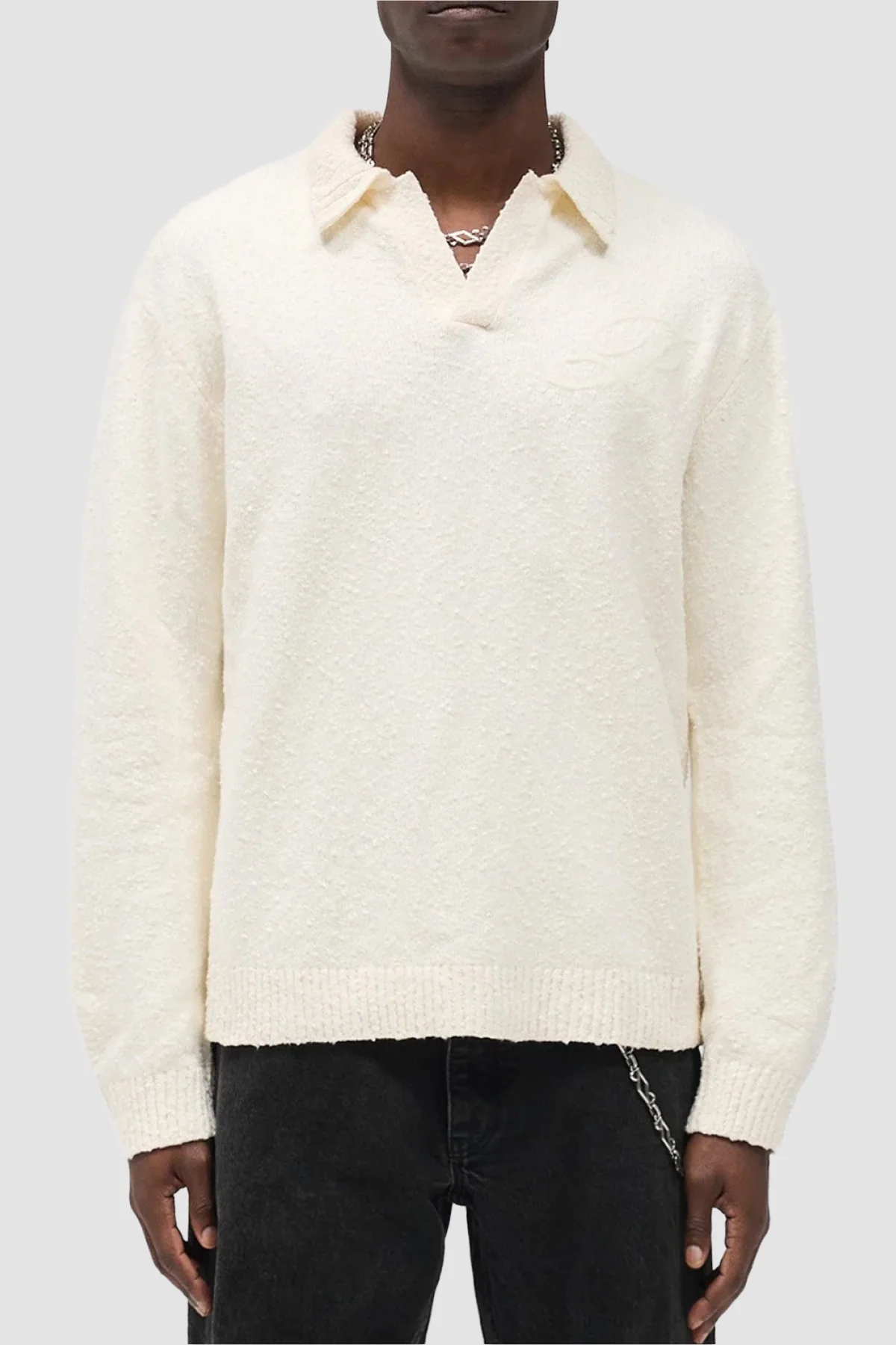 Represent Knitted Polo Top - White