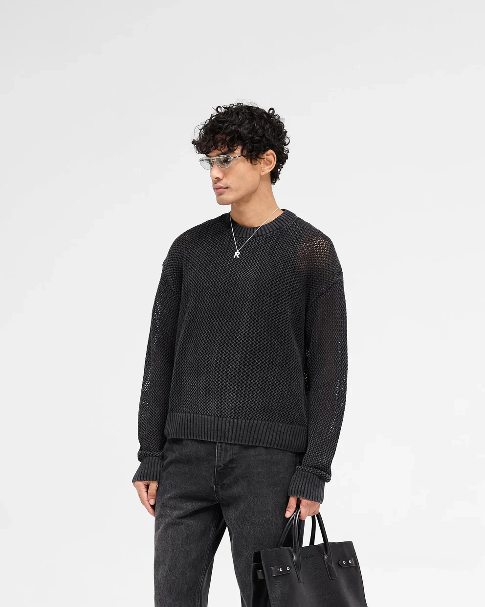 Represent Open Gauge Knit Crewneck - Jet Black - Image 2