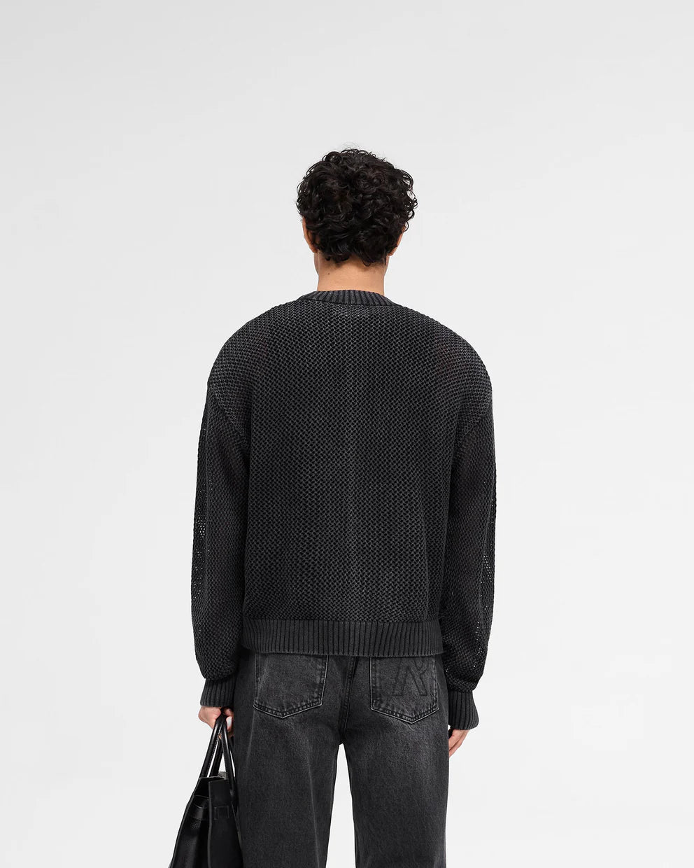 Represent Open Gauge Knit Crewneck - Jet Black - Image 3