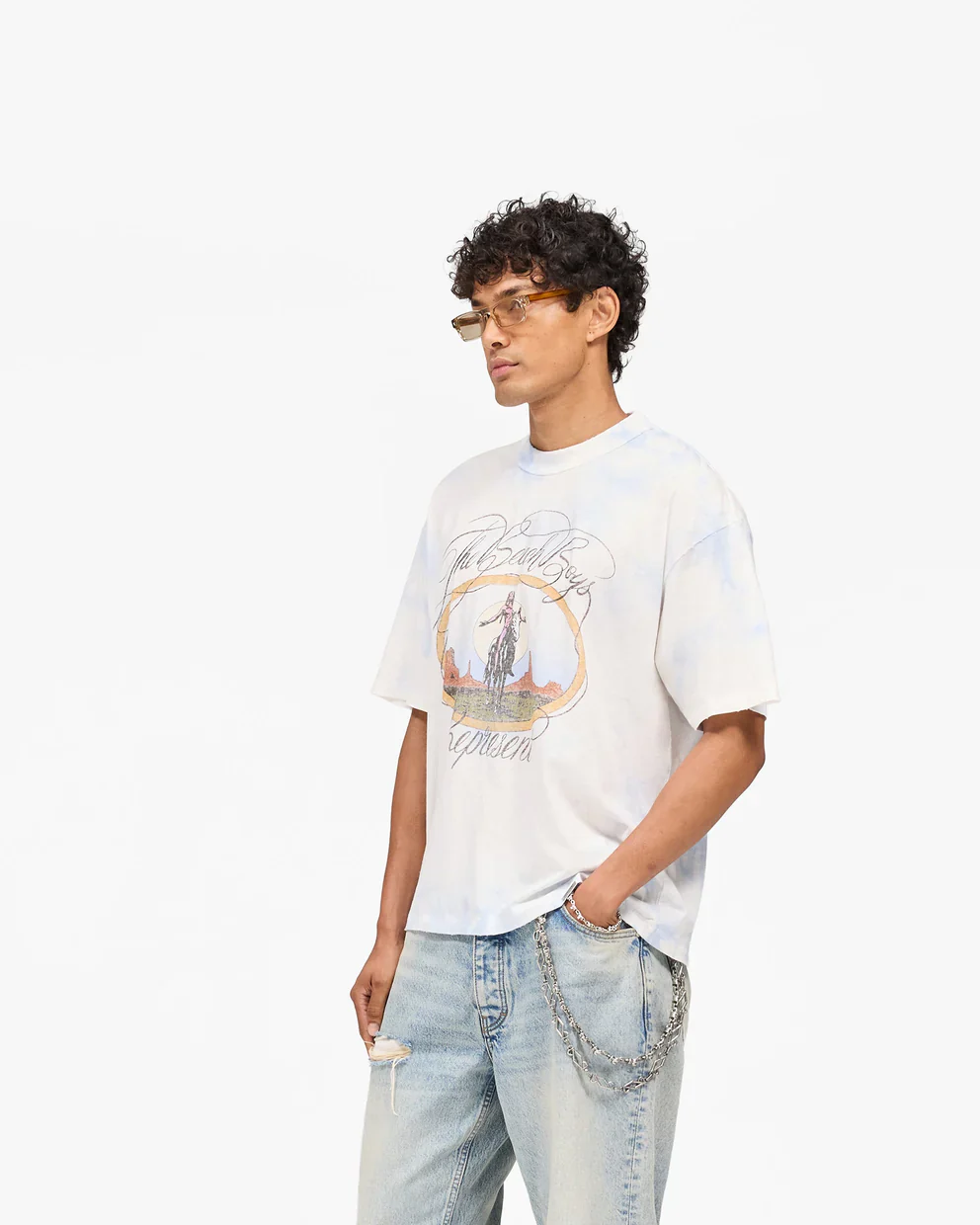 Represent x Beach Boys Script T-Shirt - Tie Dye Blue - Image 2