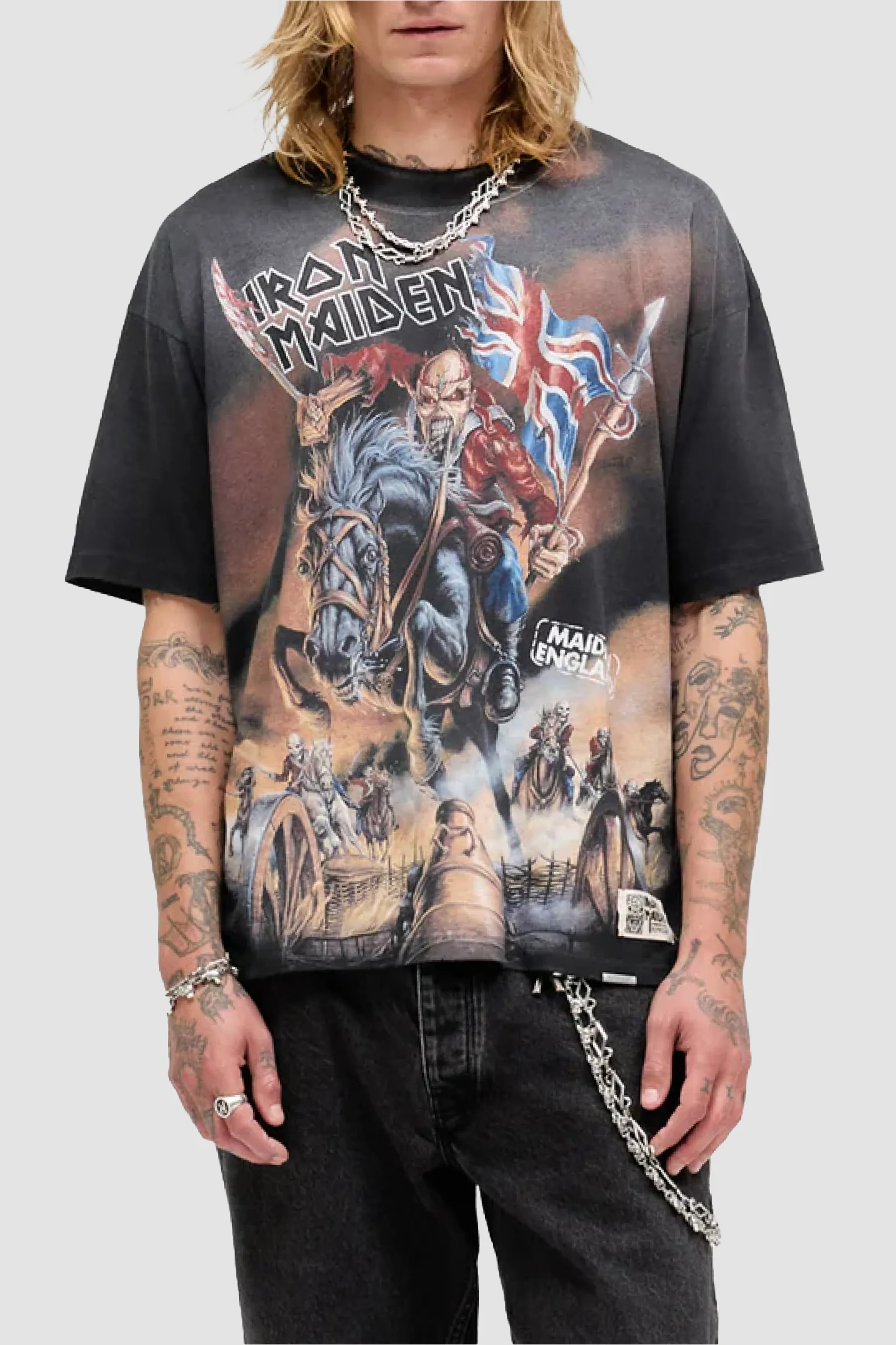 Represent X Iron Maiden Steed Tee - Stained Black