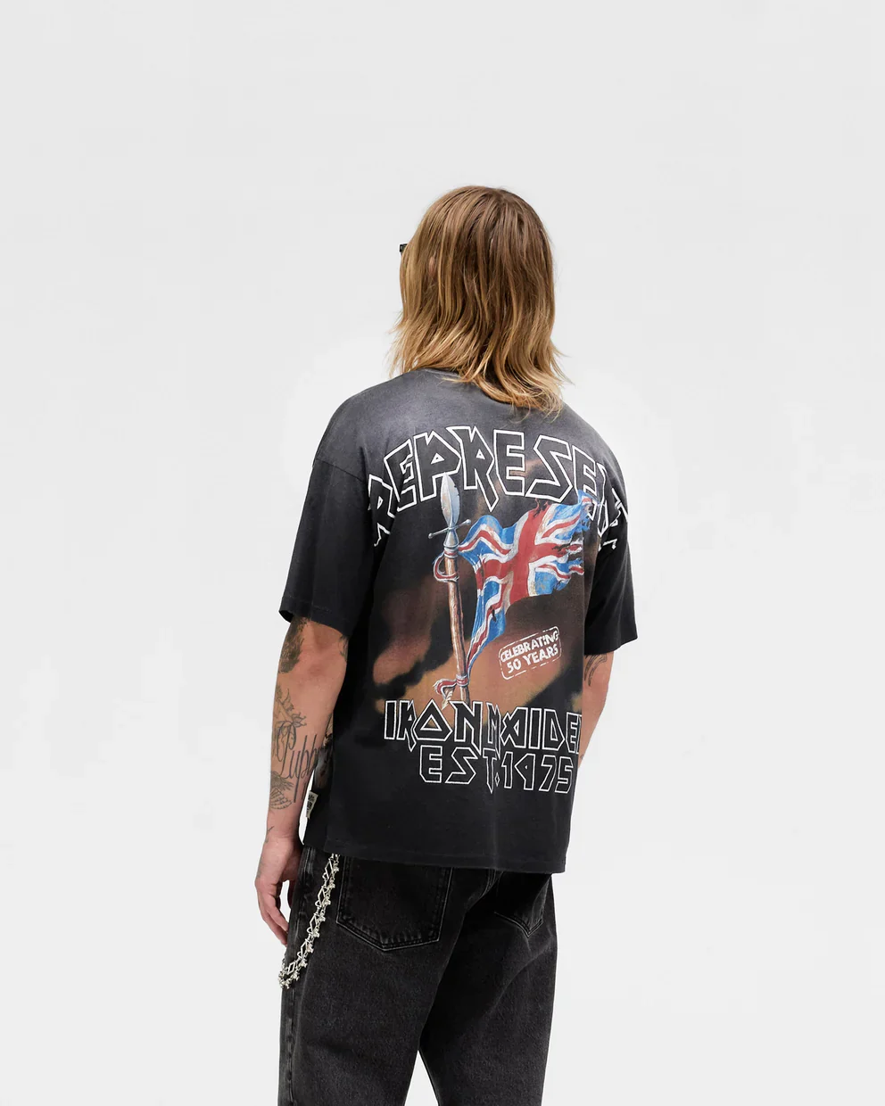 Represent X Iron Maiden Steed Tee - Stained Black - Image 3